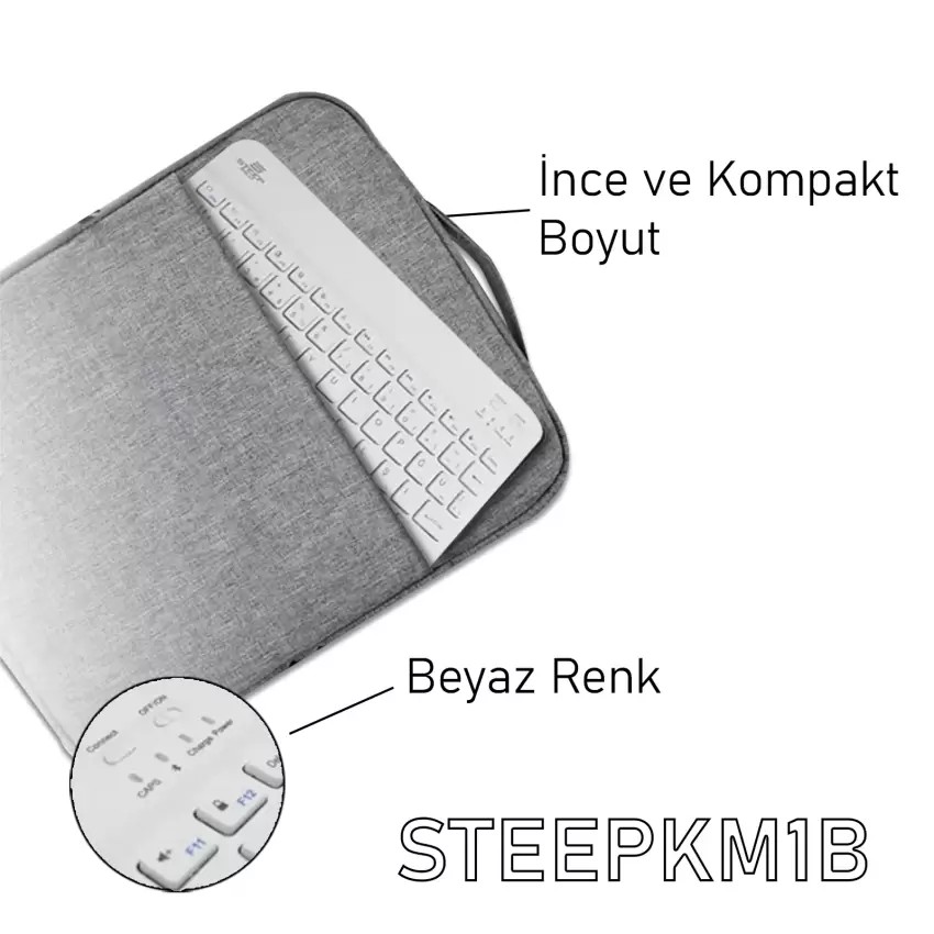 Steep Solid Beyaz Bluetooth Klavye Mouse Set