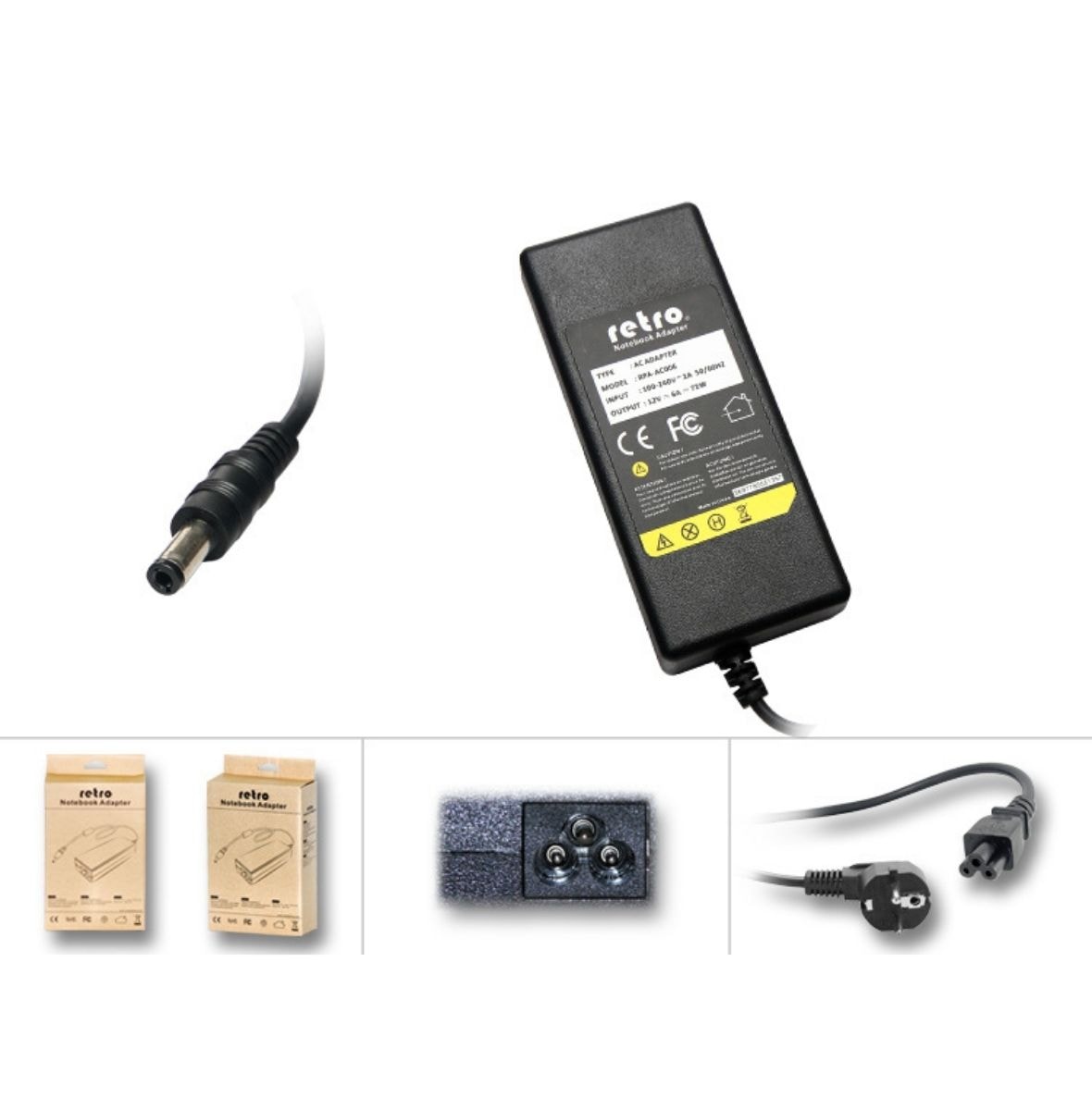 Retro RPA-AC006 12V 6A 72W 5.5x2.5mm Adaptör