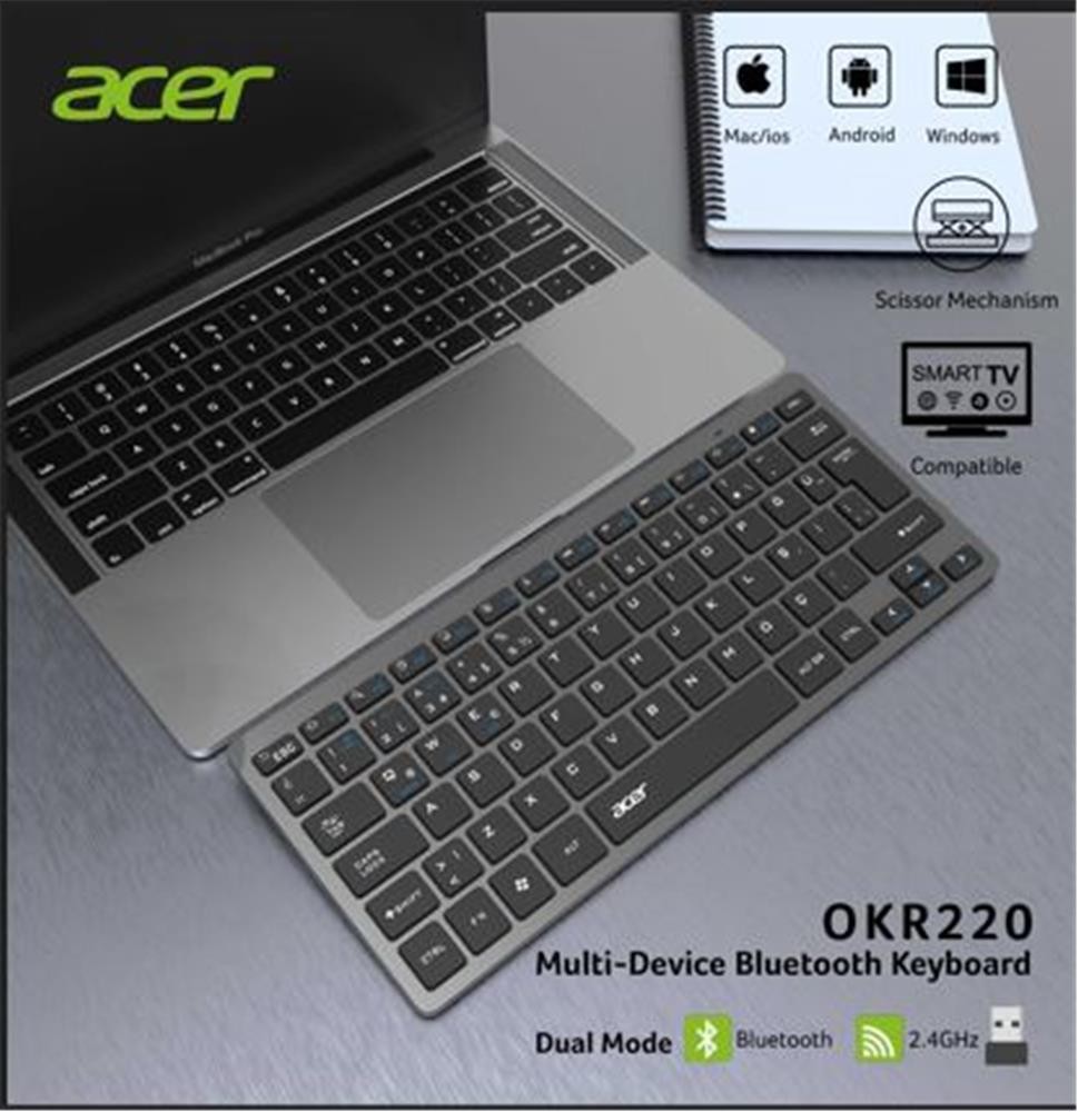 Acer OKR220 Siyah Multi Device Dual Mode 2.4GHZ Bluetooth Klavye