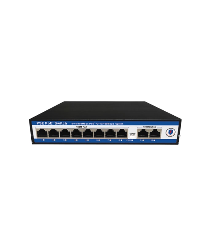 Nova NVC-PSE0820 8 Port Poe 2 Port Uplink 10/100 Mb Poe Switch
