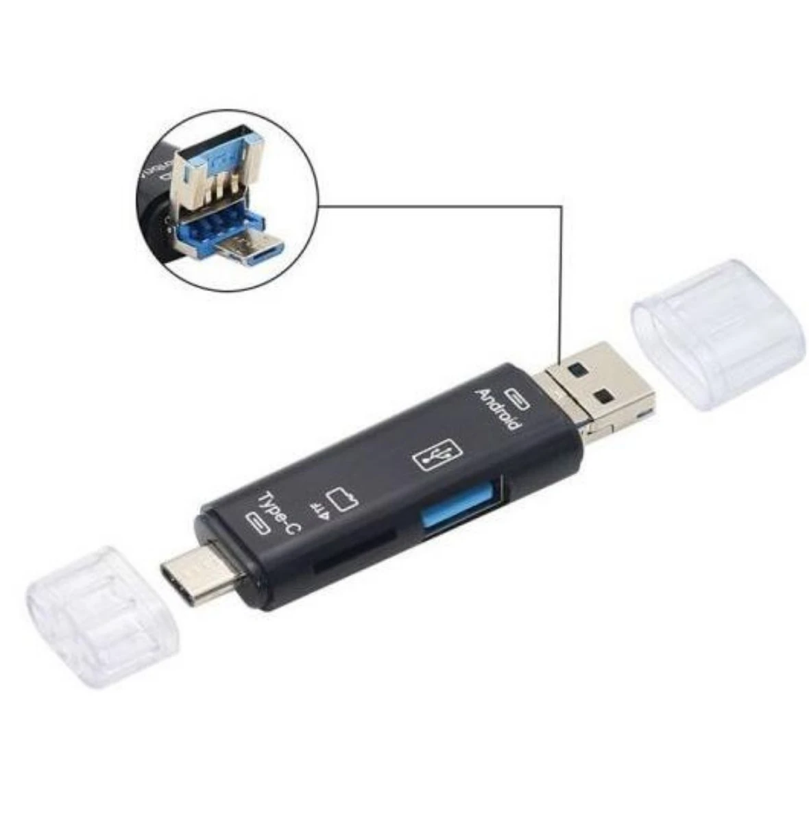 Alfais AL5068 Otg 3in1 Type-C Ve Micro Usb Tf Çevirici Kart Okuyucu