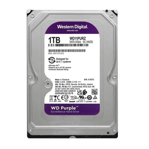Western Digital WD11PURZ Purple 1Tb  Sata 6Gb/s 64Mb DV 7x24 Hard Disk