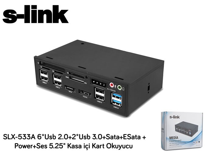 S-Link SLX-533A Usb+Sata+Esata+Power+Ses Kasa İçi Kart Okuyucu