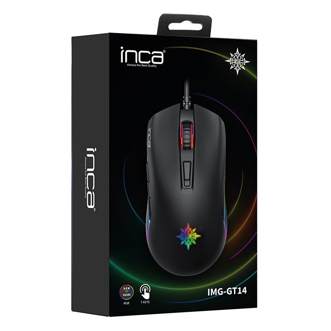 Inca IMG-GT14 Siyah 1.5M Örgülü Saf Bakır Kablolu Mouse