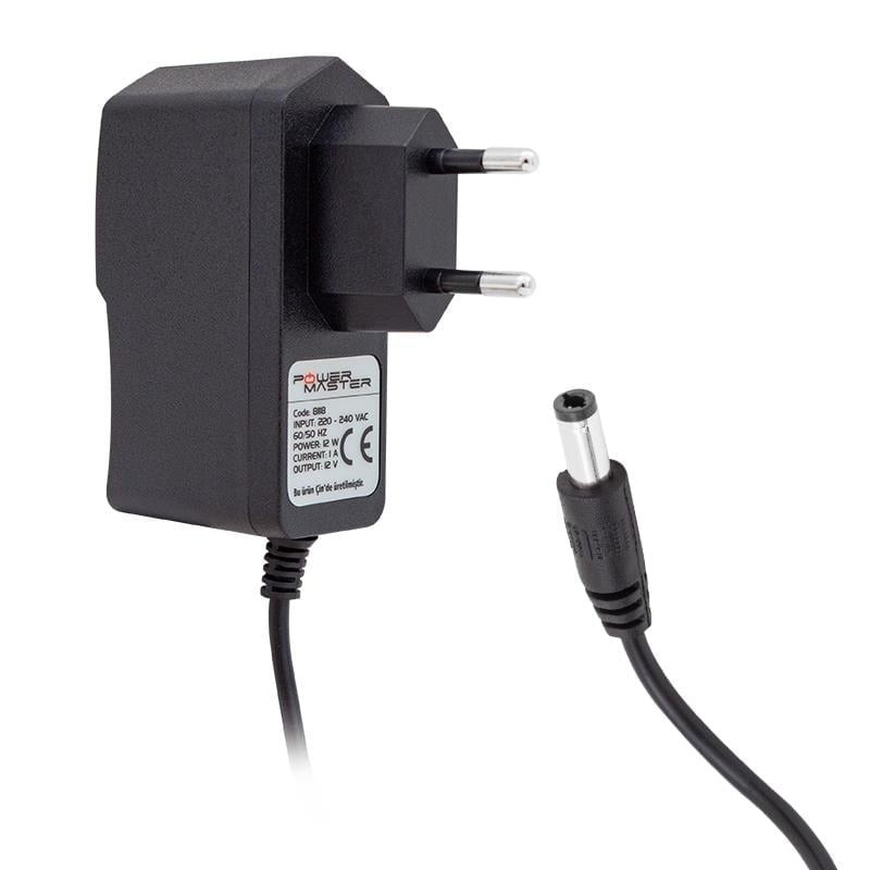 Powermaster PM-8118 12V  1A 5.5x2.5 Uçlu Plastik Kasa Priz Tip Adaptör