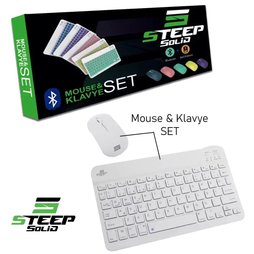 Steep Solid Beyaz Bluetooth Klavye Mouse Set