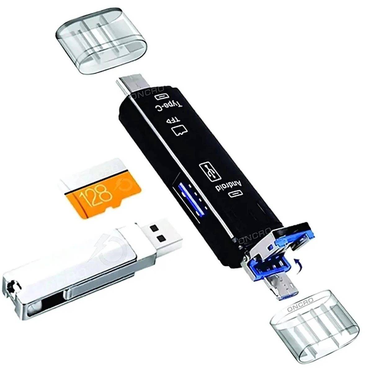 Alfais AL5068 Otg 3in1 Type-C Ve Micro Usb Tf Çevirici Kart Okuyucu