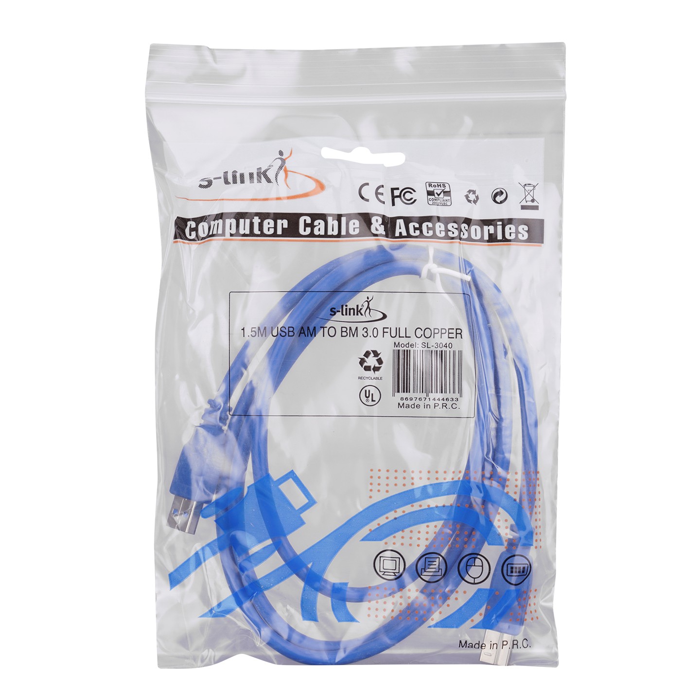 S-Link SL-3040 1.5M Usb3.0 Yazıcı Kablosu
