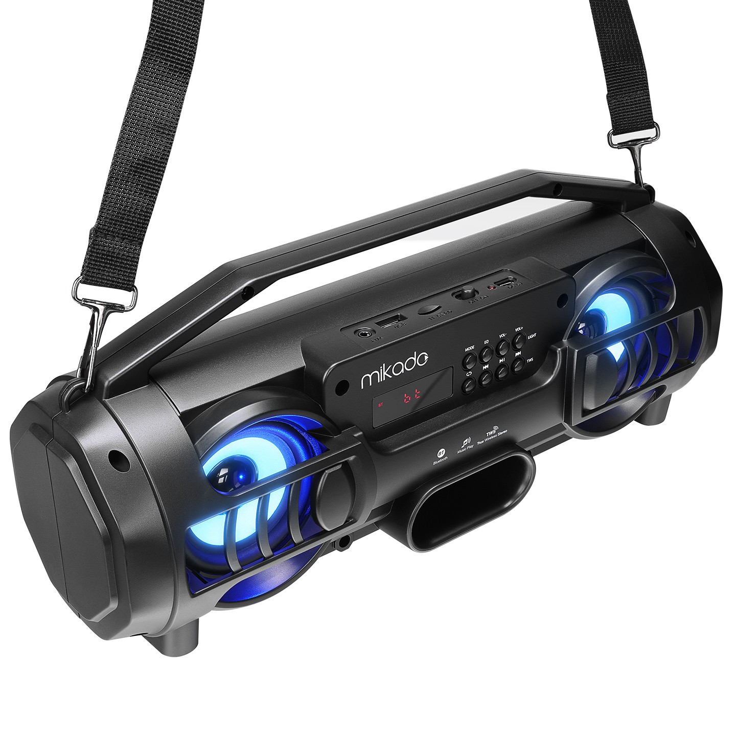 Mikado MD-BT38 Freestyle Siyah Işıklı Bt/Tf/Usb/Aux/Tws Kablosuz Hoparlör
