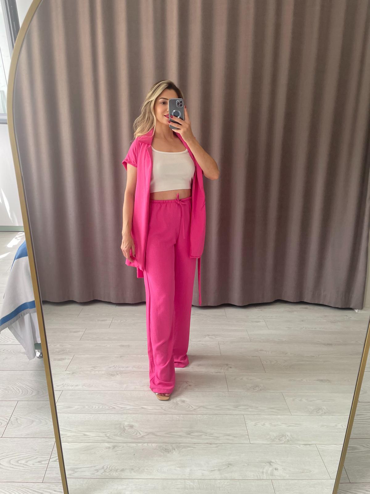 Fuşya Yelekli Takım