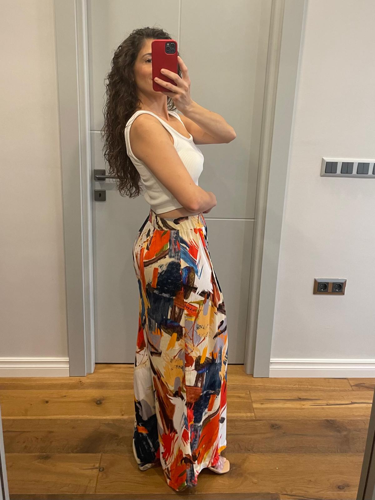 Renkli Bol Paça Pantolon 