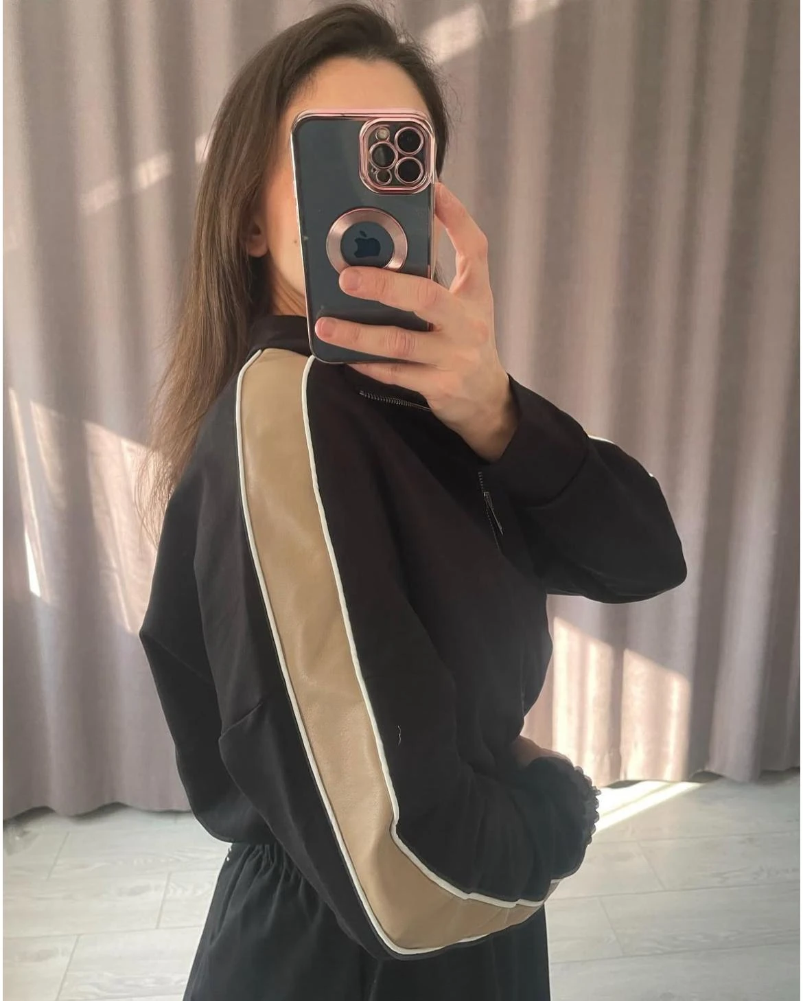 Polo Yaka Deri Detay Mini Elbise