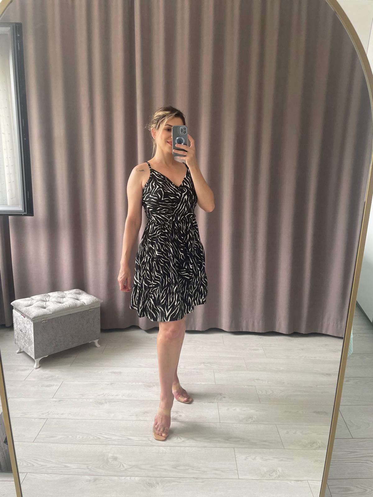 Zebra Desen Askılı Elbise