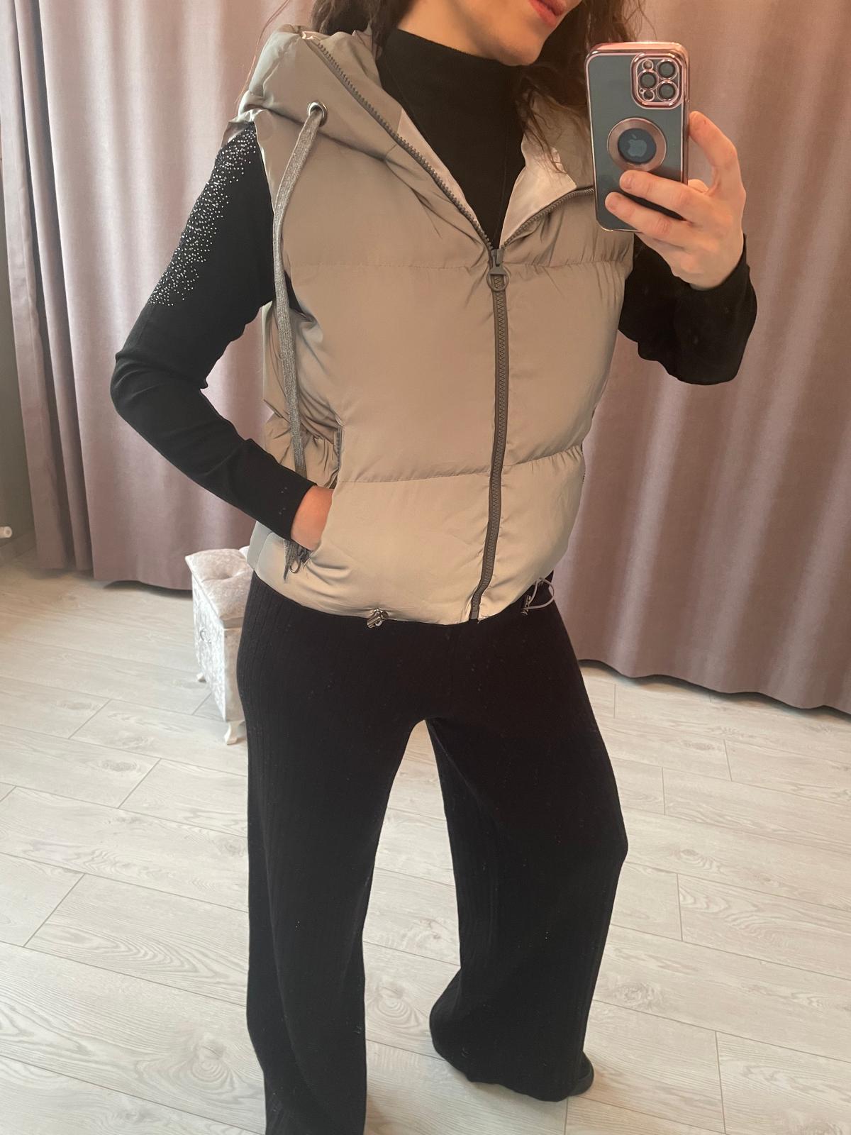 Kapişonlu Gri Reflektör Yelek