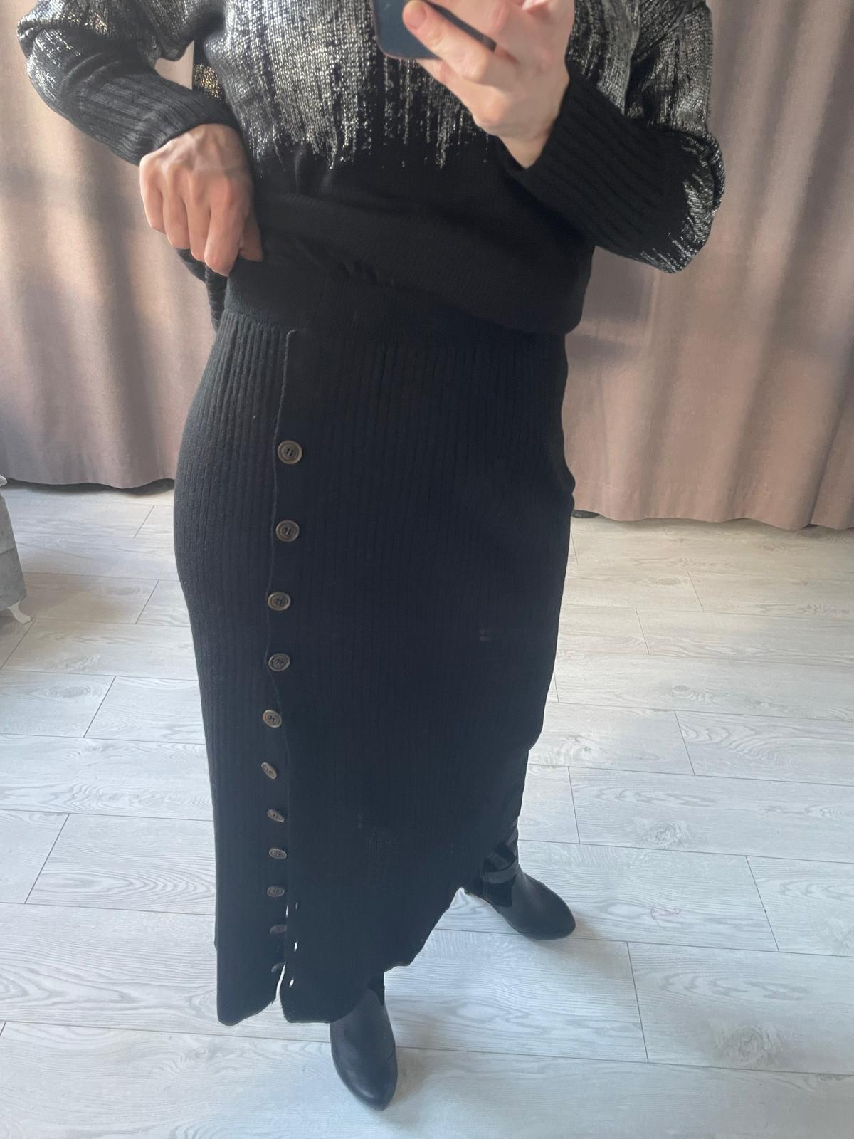 MNG Marka Düğmeli Triko Etek