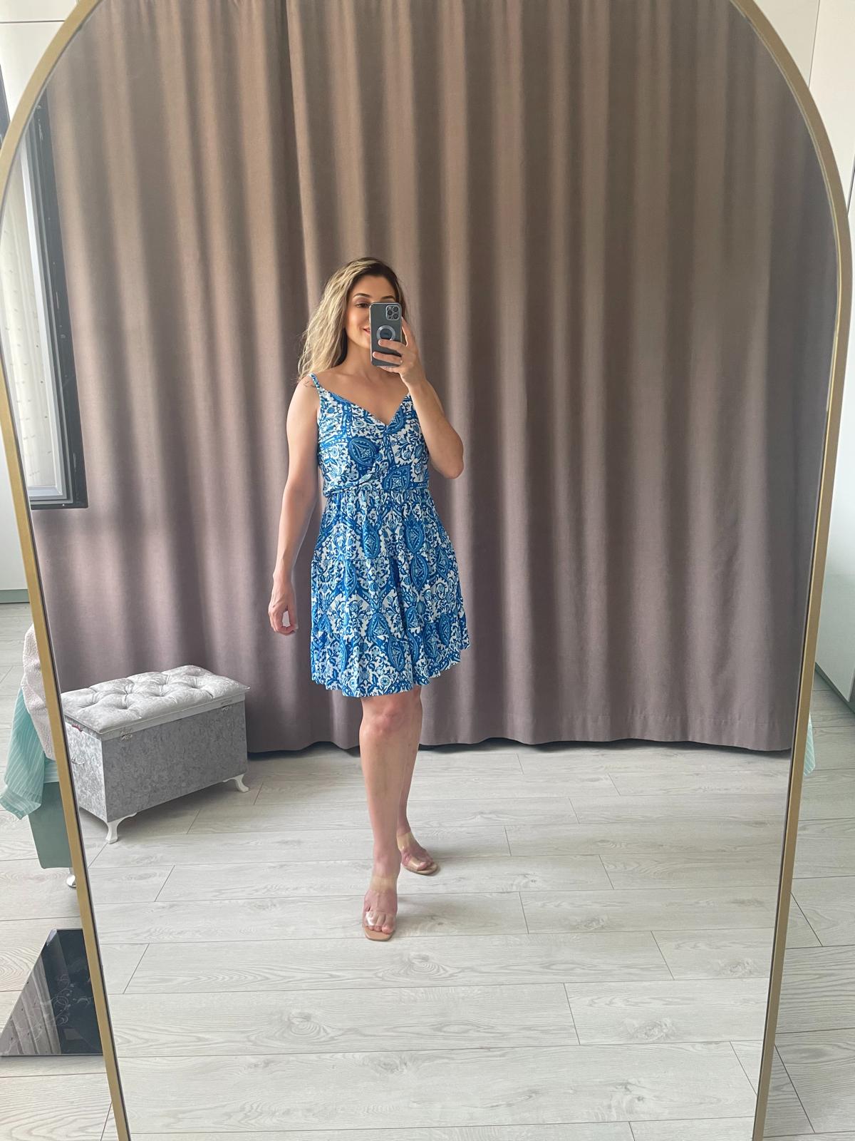 Şal Desen Askılı Elbise