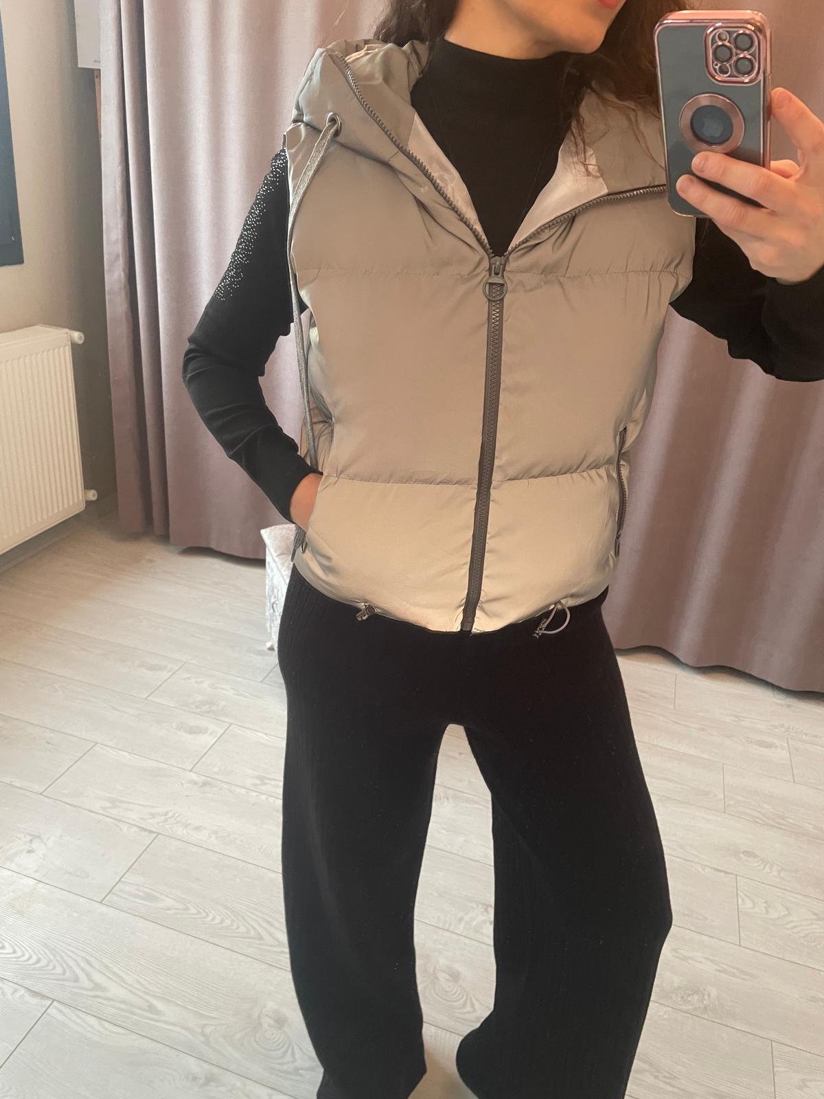 Kapişonlu Gri Reflektör Yelek