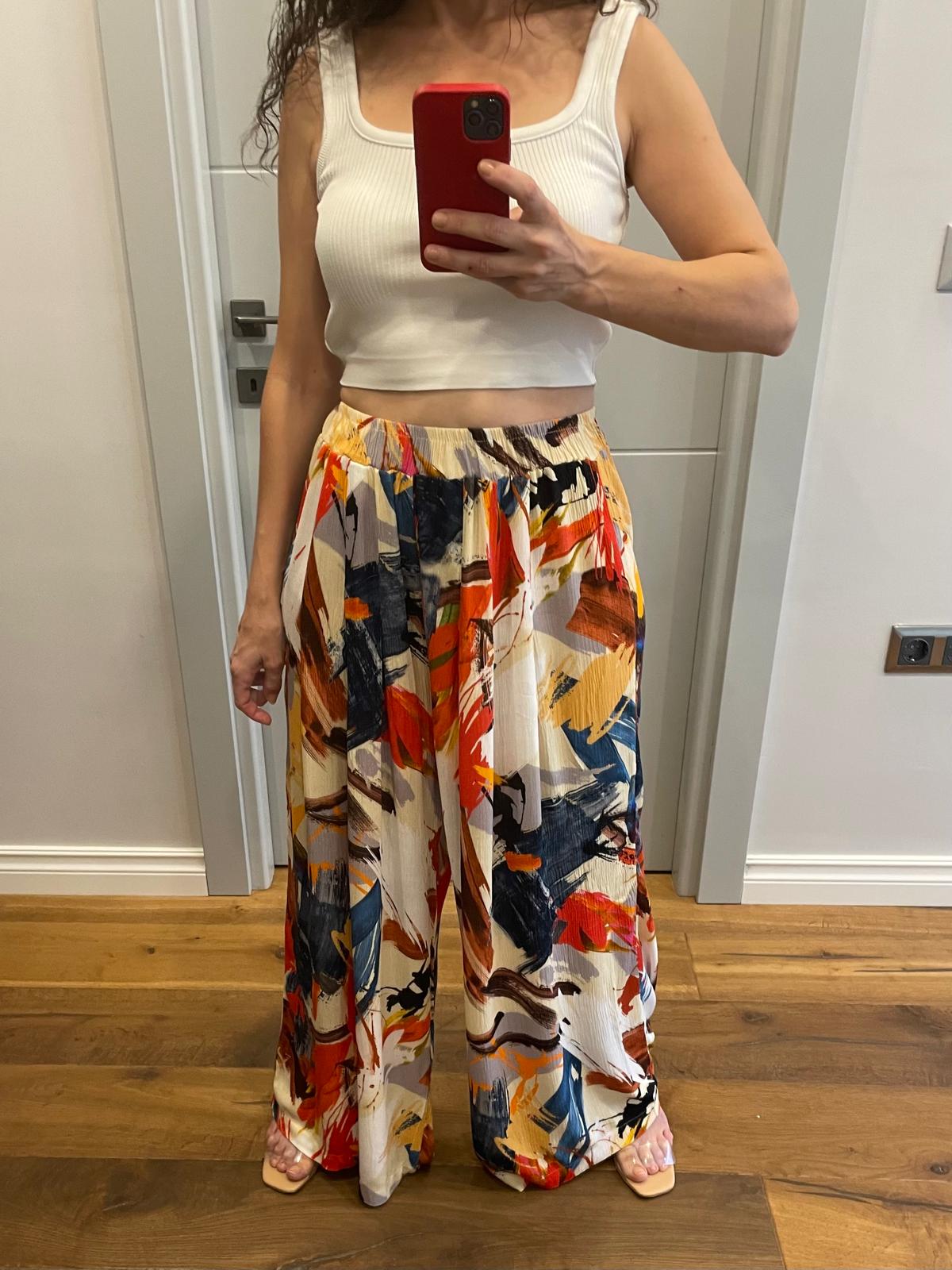 Renkli Bol Paça Pantolon 