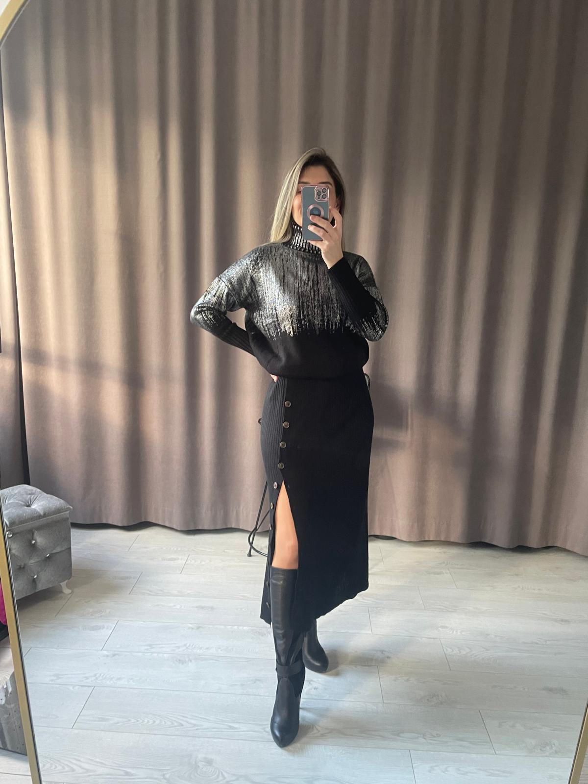 MNG Marka Düğmeli Triko Etek