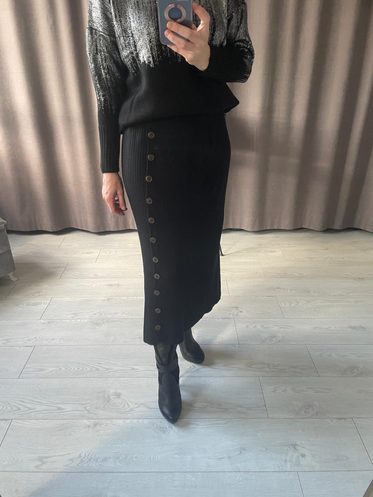 MNG Marka Düğmeli Triko Etek