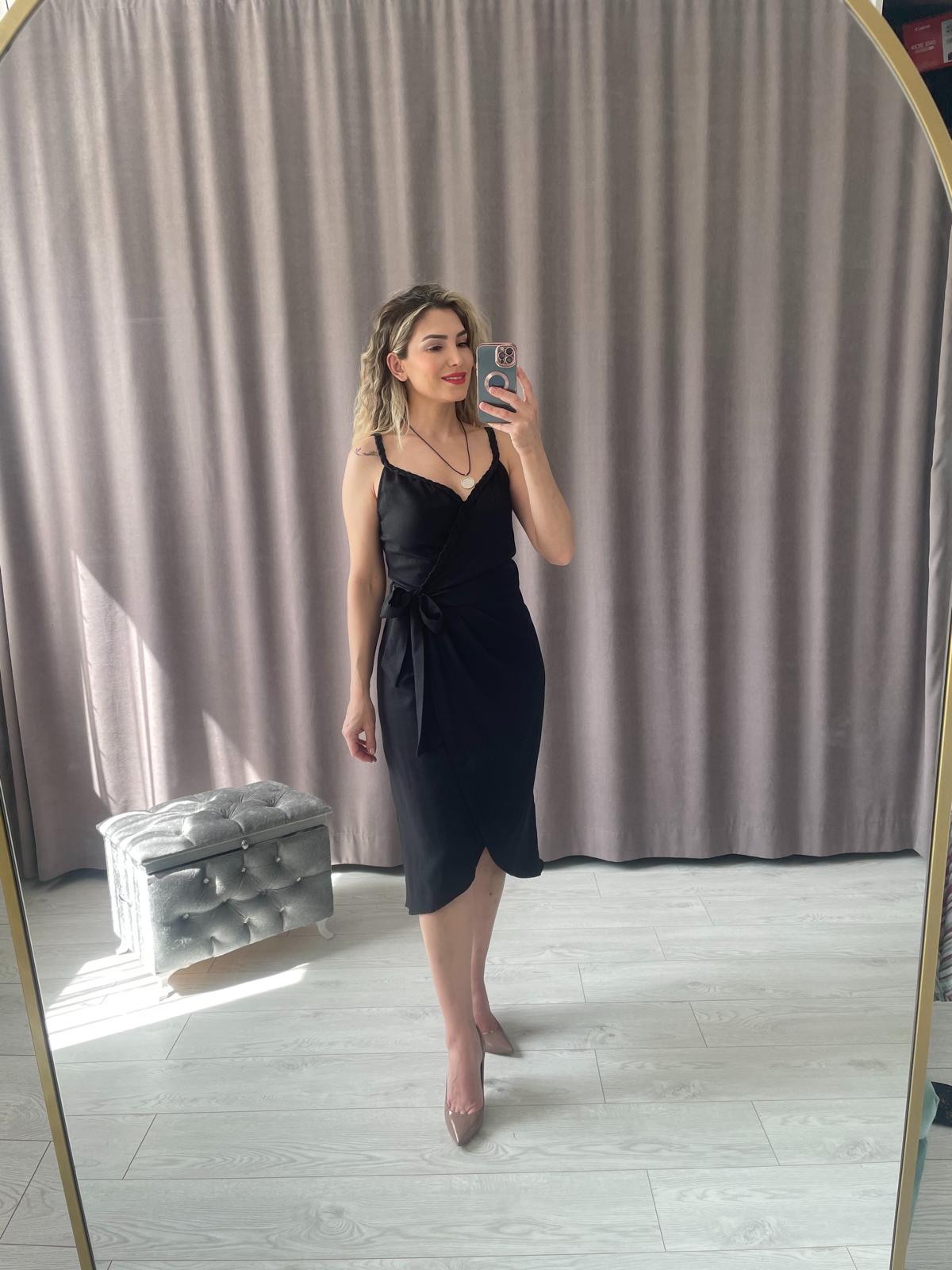 Örgü Askı Kumaş Elbise