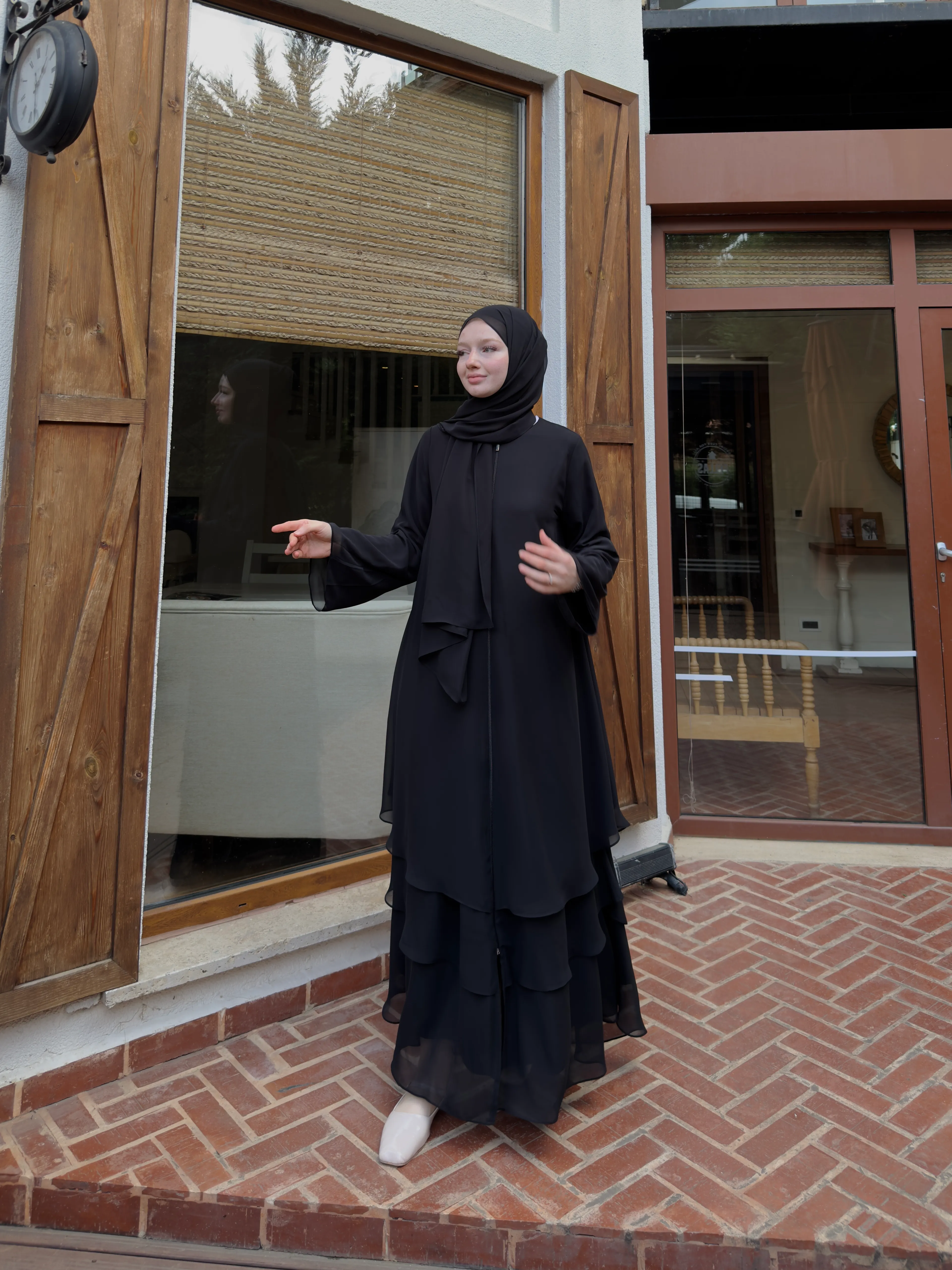 ŞİFON FERACE + ŞAL UMRE - Siyah