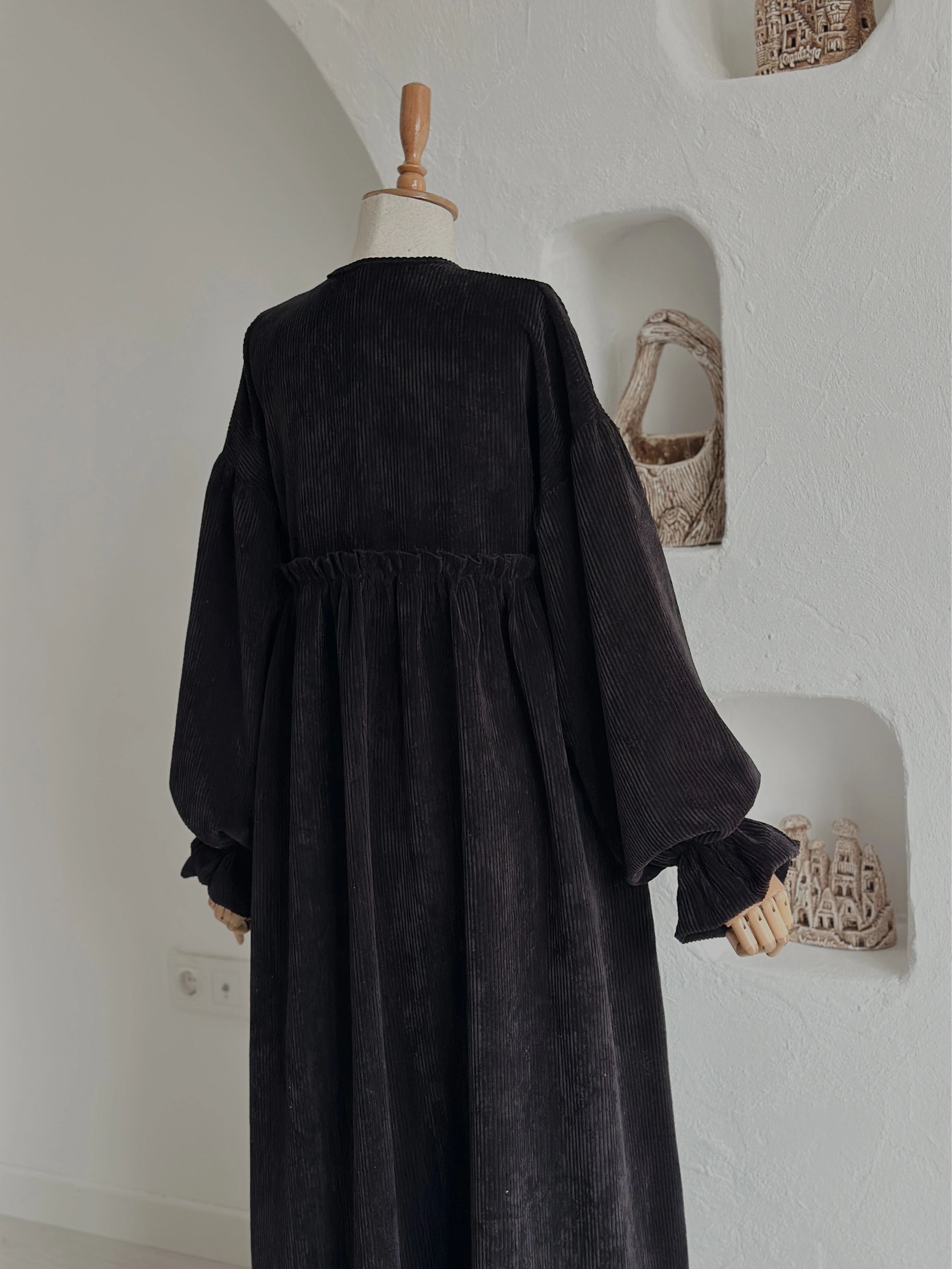 KADİFE ELBİSE SİYAH