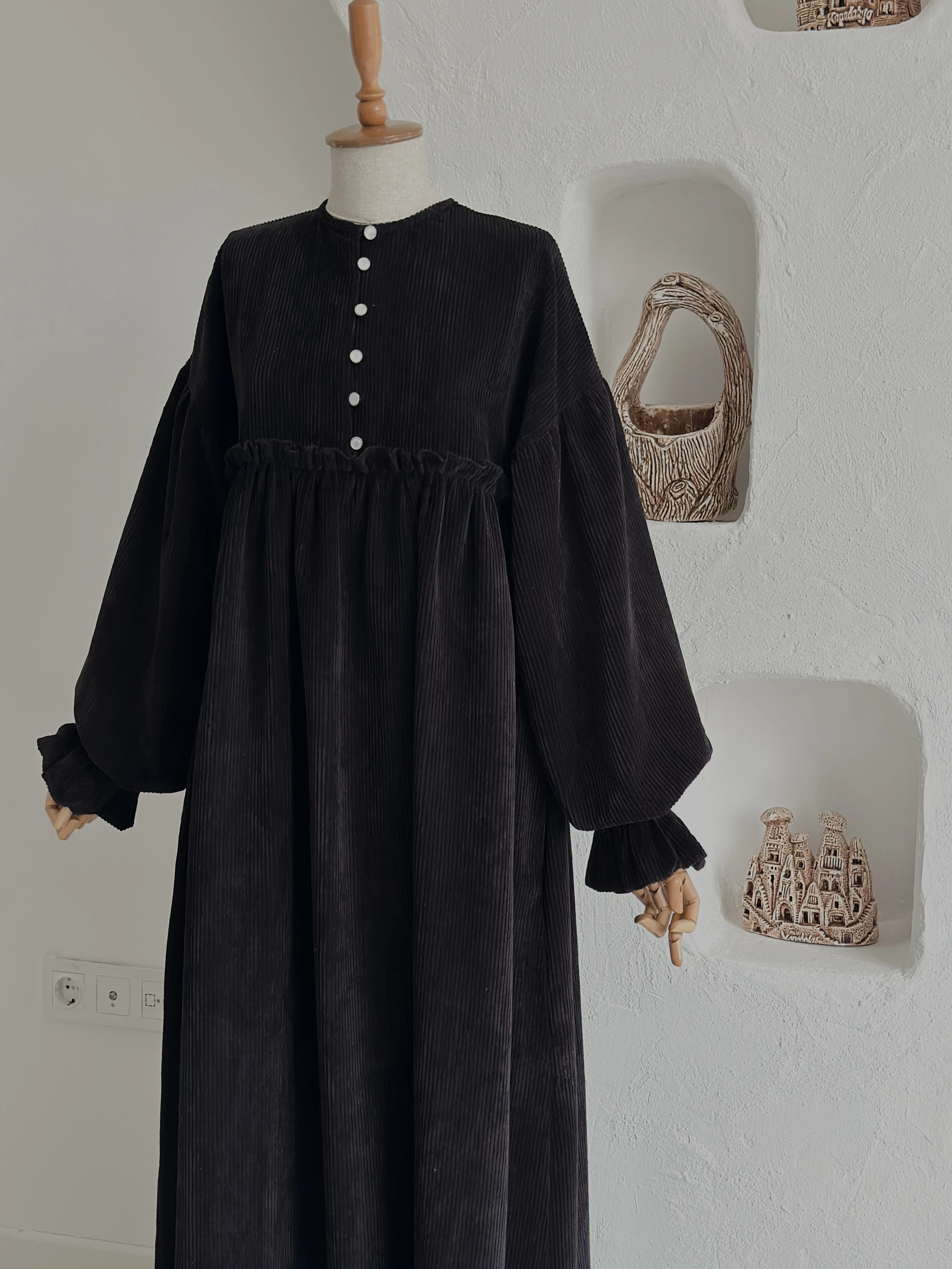 KADİFE ELBİSE SİYAH