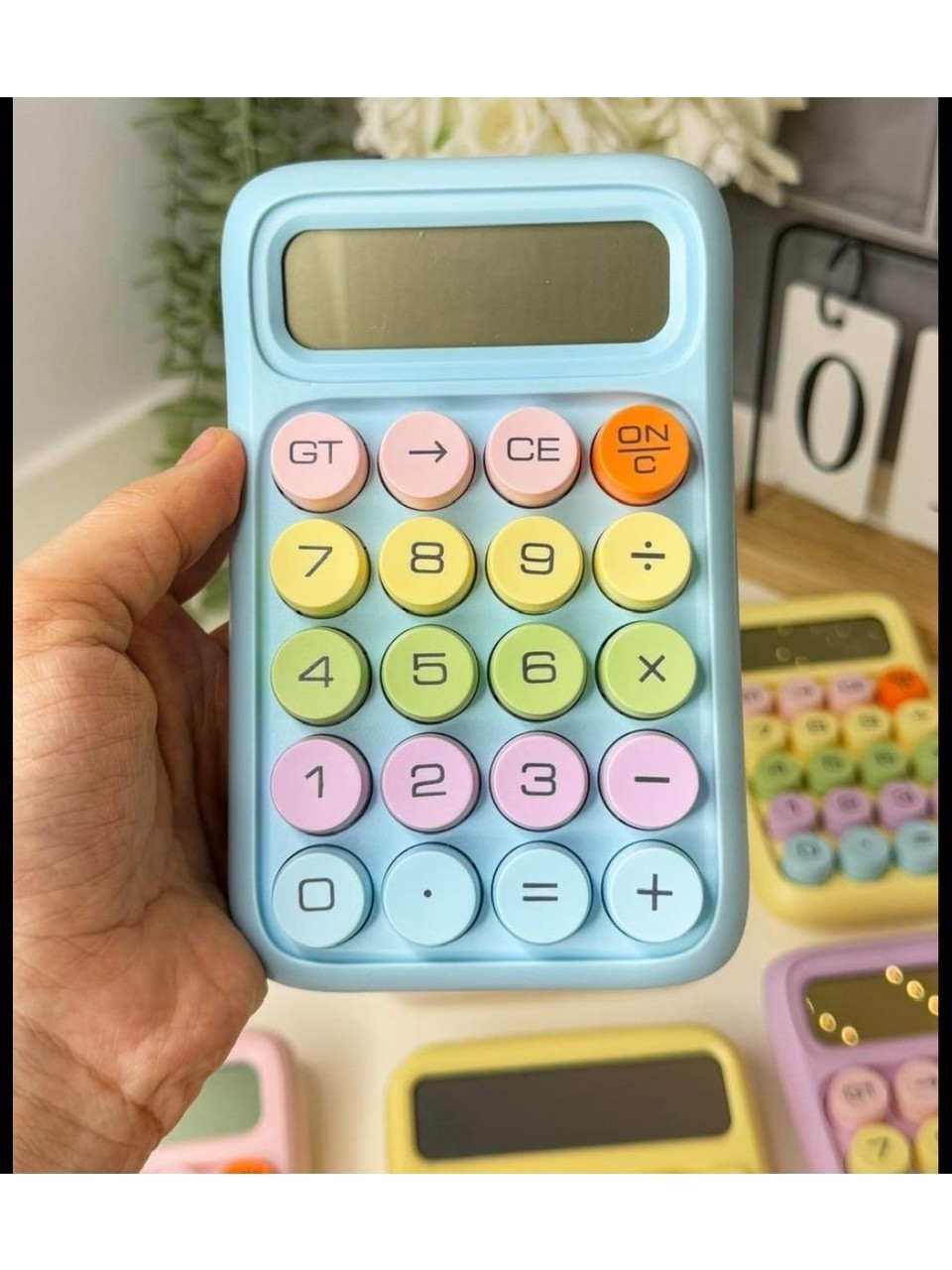 Mavi Masaüstü Renkli 10 Haneli Hesap Makinesi Okul Çocuk Genç LCD Ev Ofis Günlük Kullanım Hesap Makinesi