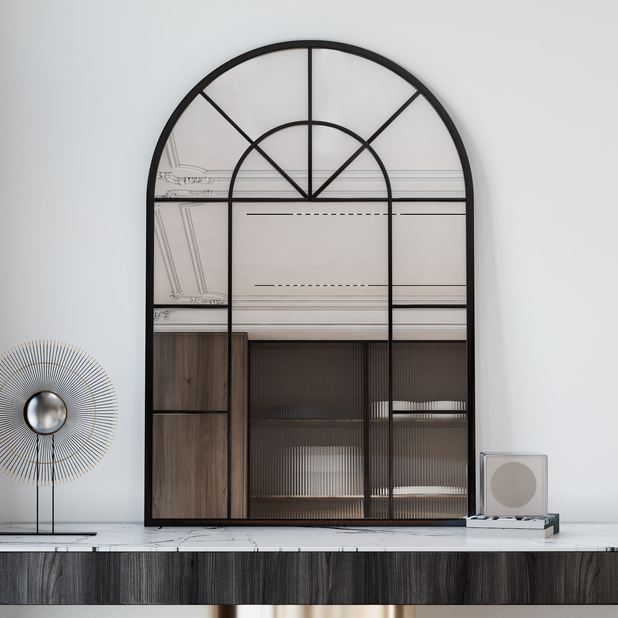 Siyah Metal Çerçeveli Lukka Ayna 120x80 cm