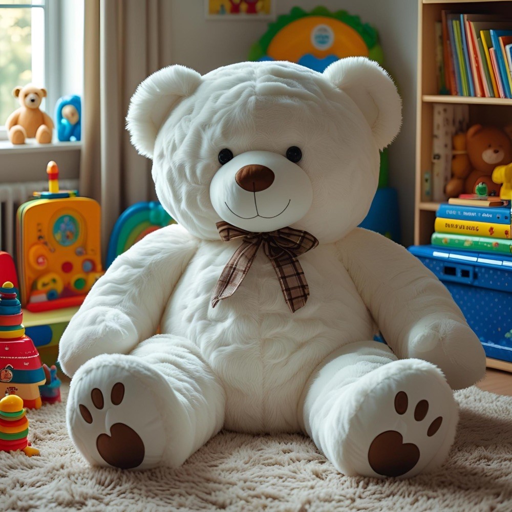  200 cm Dev Boy Beyaz Renkli Pelüş Ayıcık Oyuncak, Büyük Boy Pelüş Dekoratif Oyuncak (teslim süresi 1 hf.)