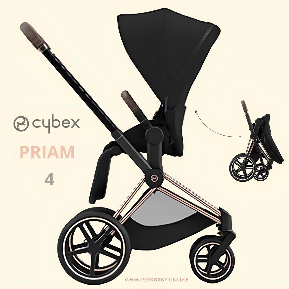 Cybex Priam Rose Gold Bebek Arabası (gelişmiş süspansiyon teknolojisi) Teslim süresi 2-4 hf. - sepia black