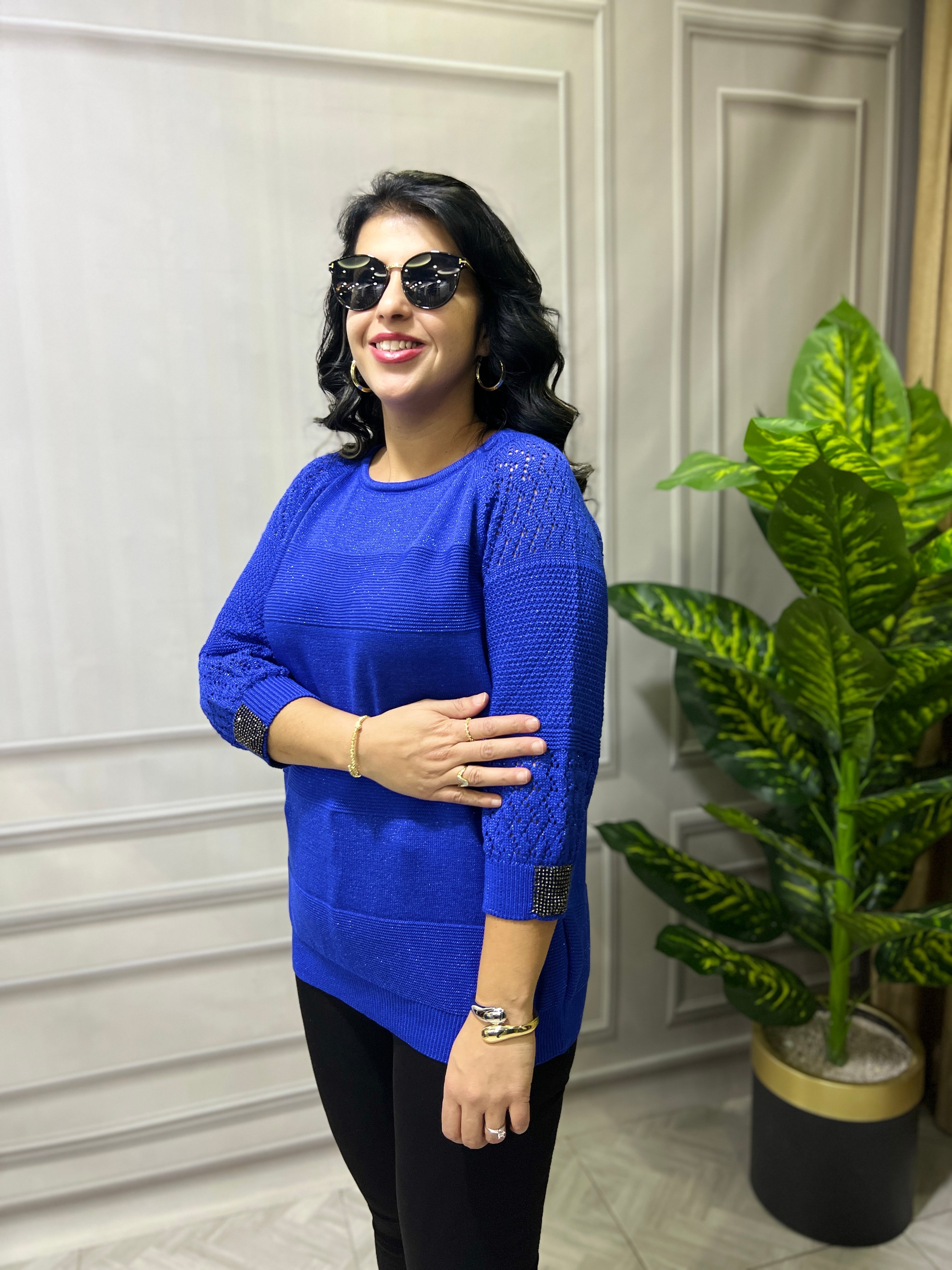 LUNA TRİKO BLUZ - SAKS MAVİ