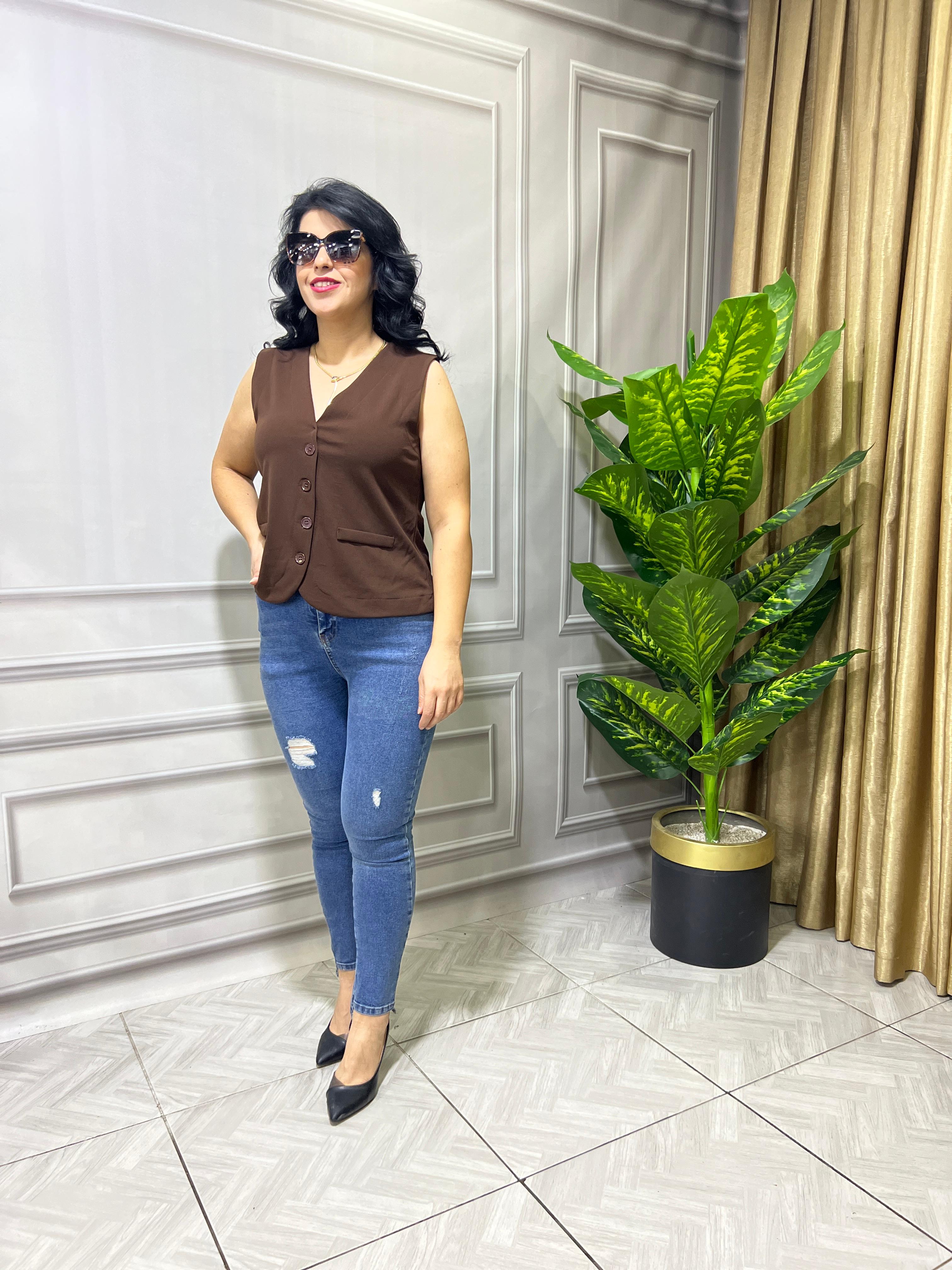 CITY CHIC YELEK - KAHVERENGİ
