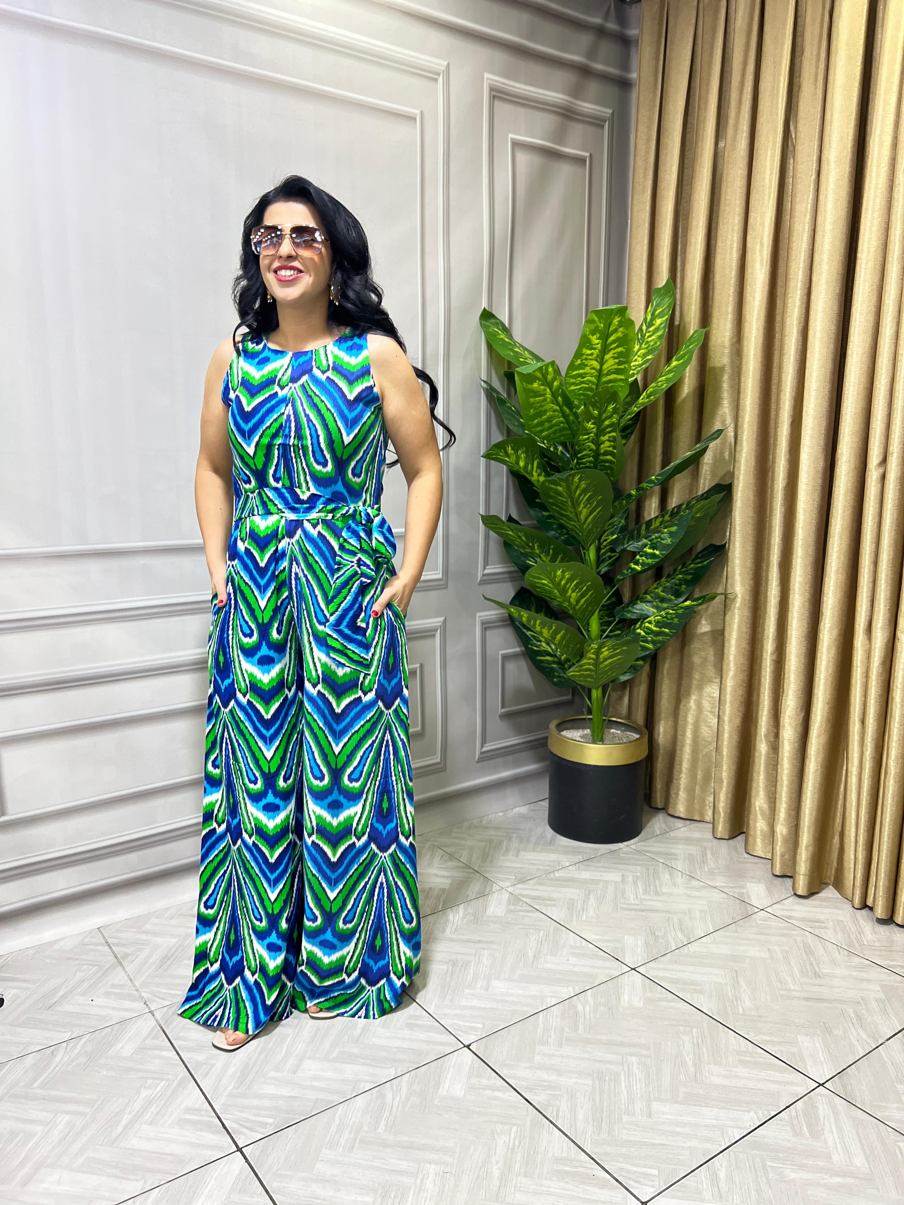 NEON BREEZE TULUM - MAVİ YEŞİL DESEN