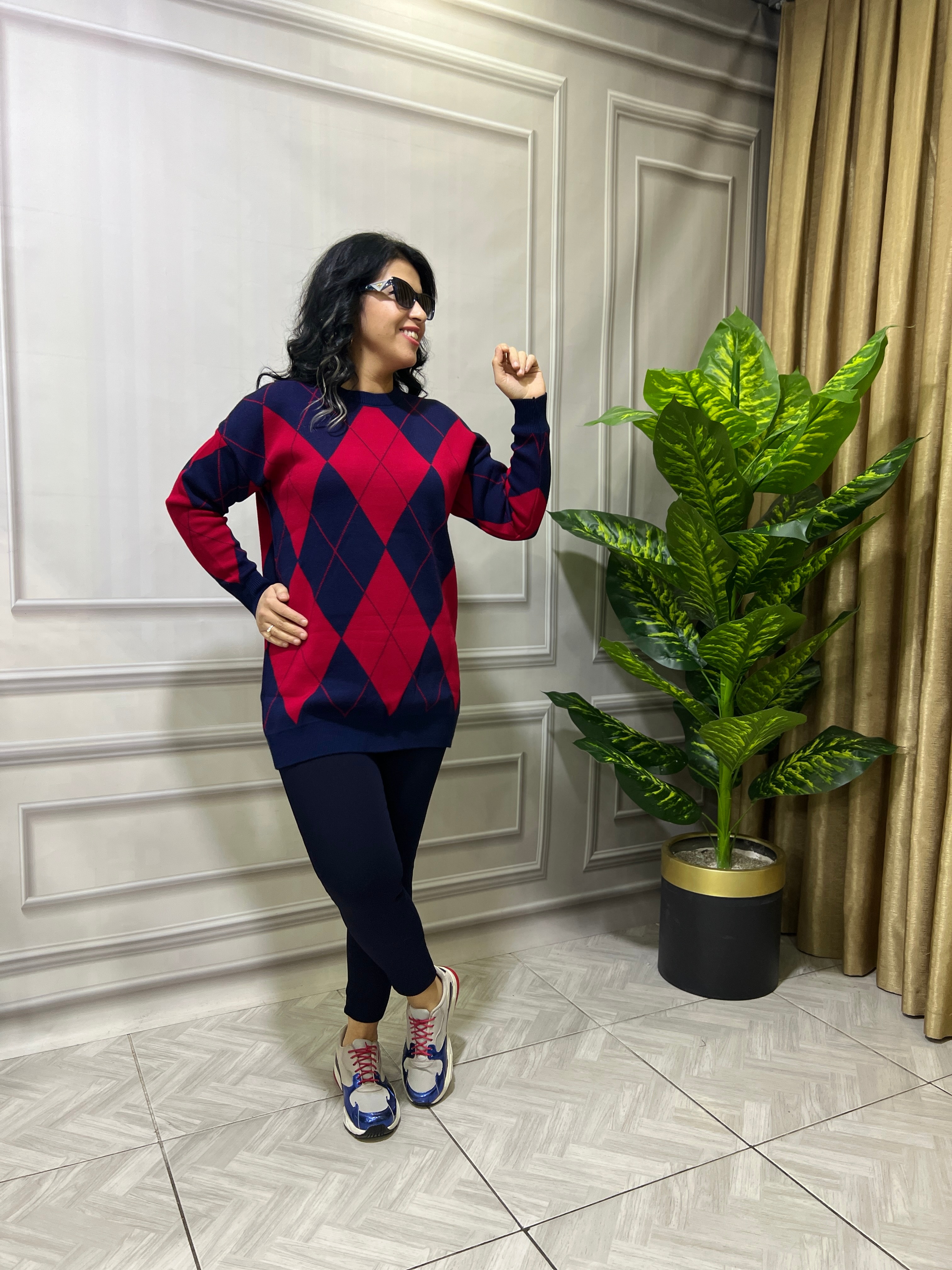 ELEGANT DIAMOND TRİKO - LACİVERT KIRMIZI