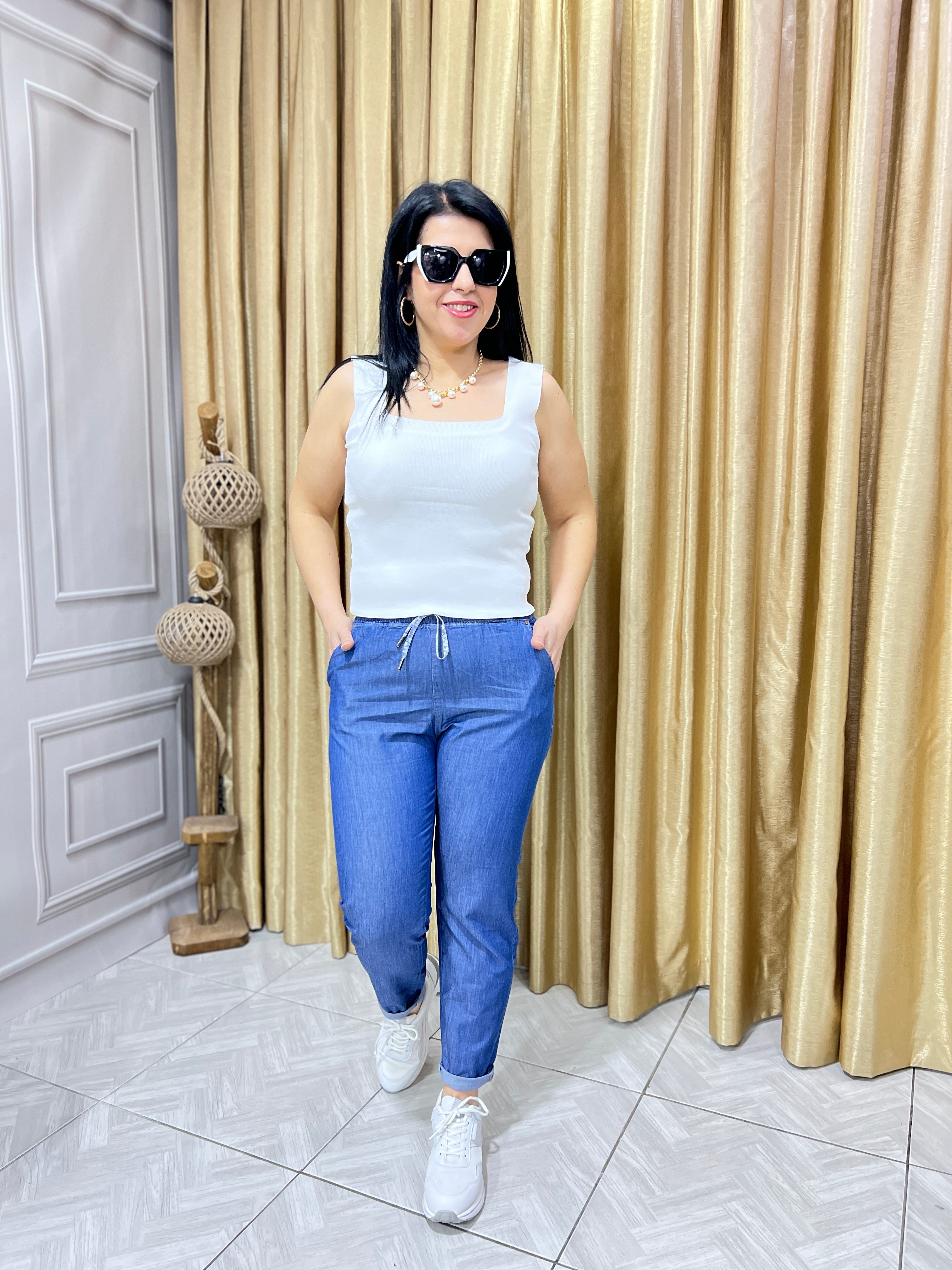 BEL KISMI LASTİKLİ LUX KALİTE TENSEL PANTOLON - K.MAVİ