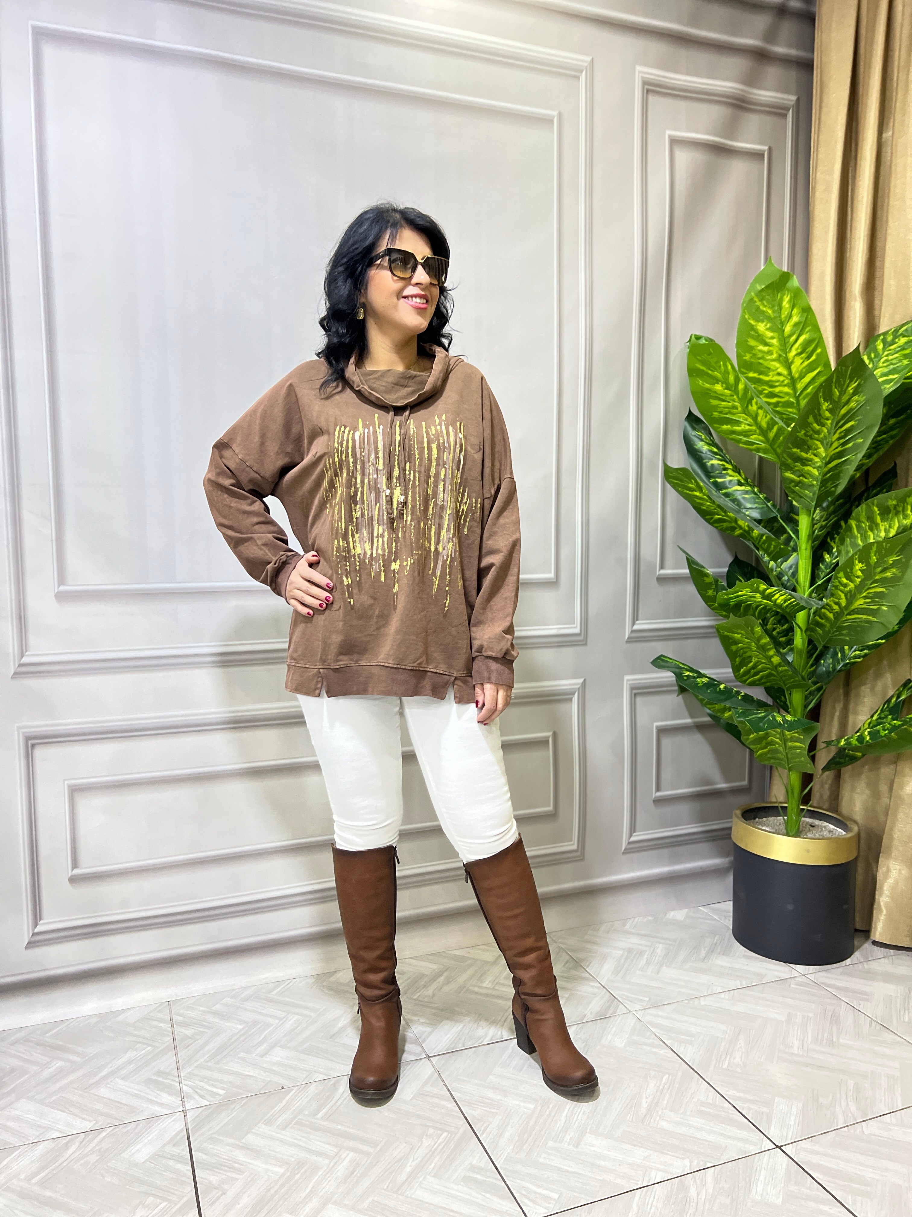 COMFY GLAM SWEATSHIRT - KAHVERENGİ