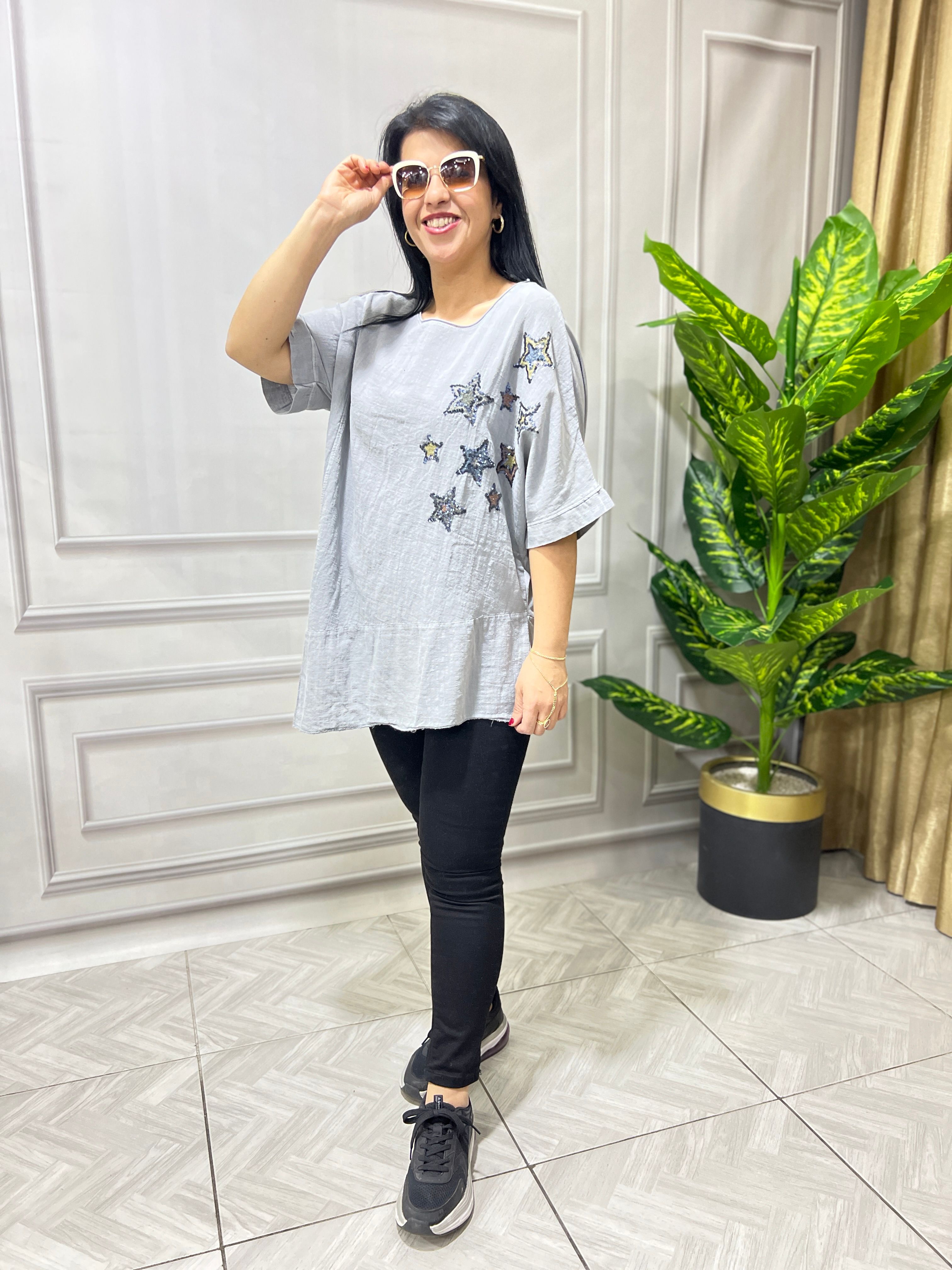 COSMO OTANTİK KETEN TSHIRT - GRİ
