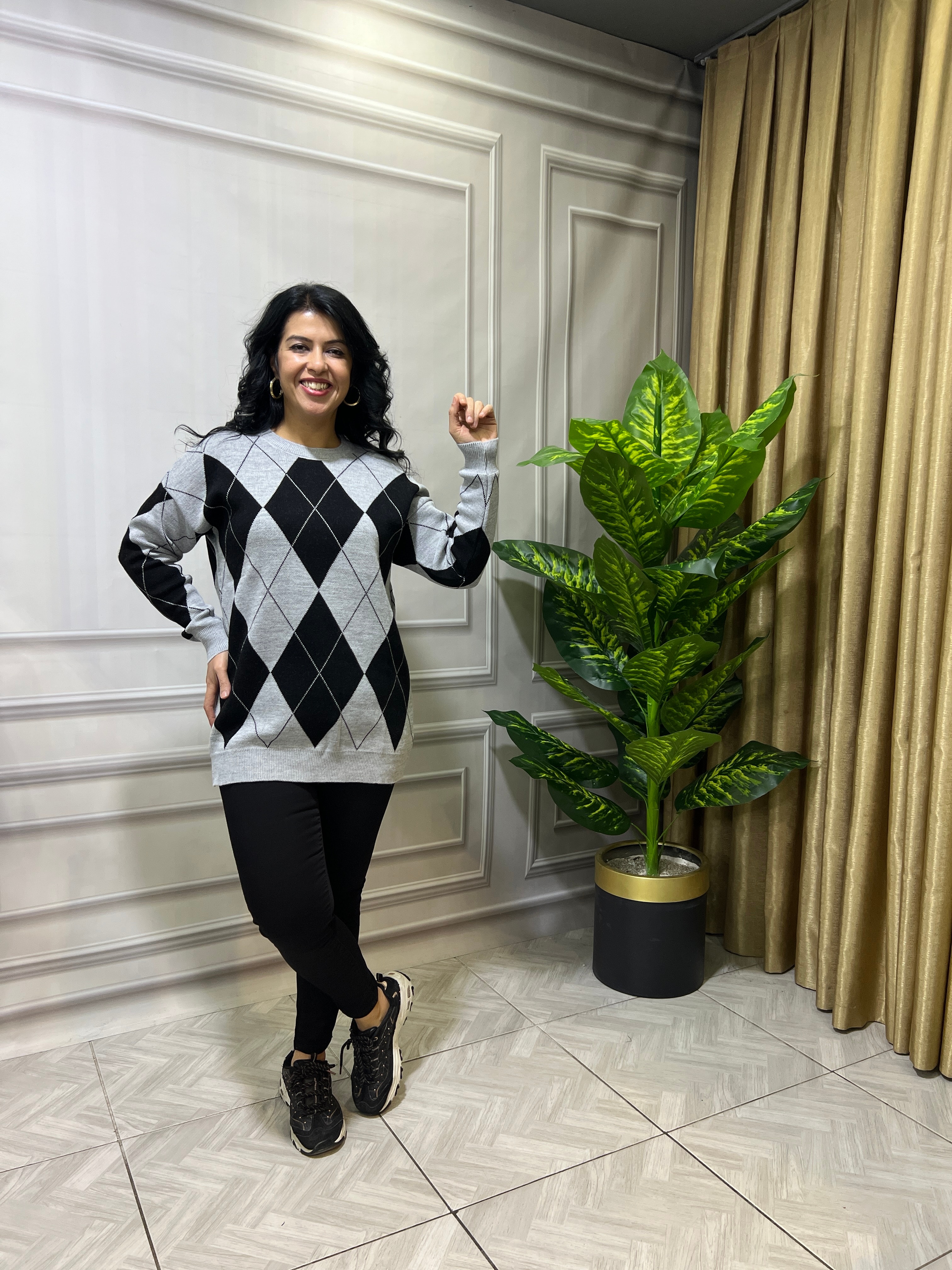 ELEGANT DIAMOND TRİKO - SİYAH GRİ