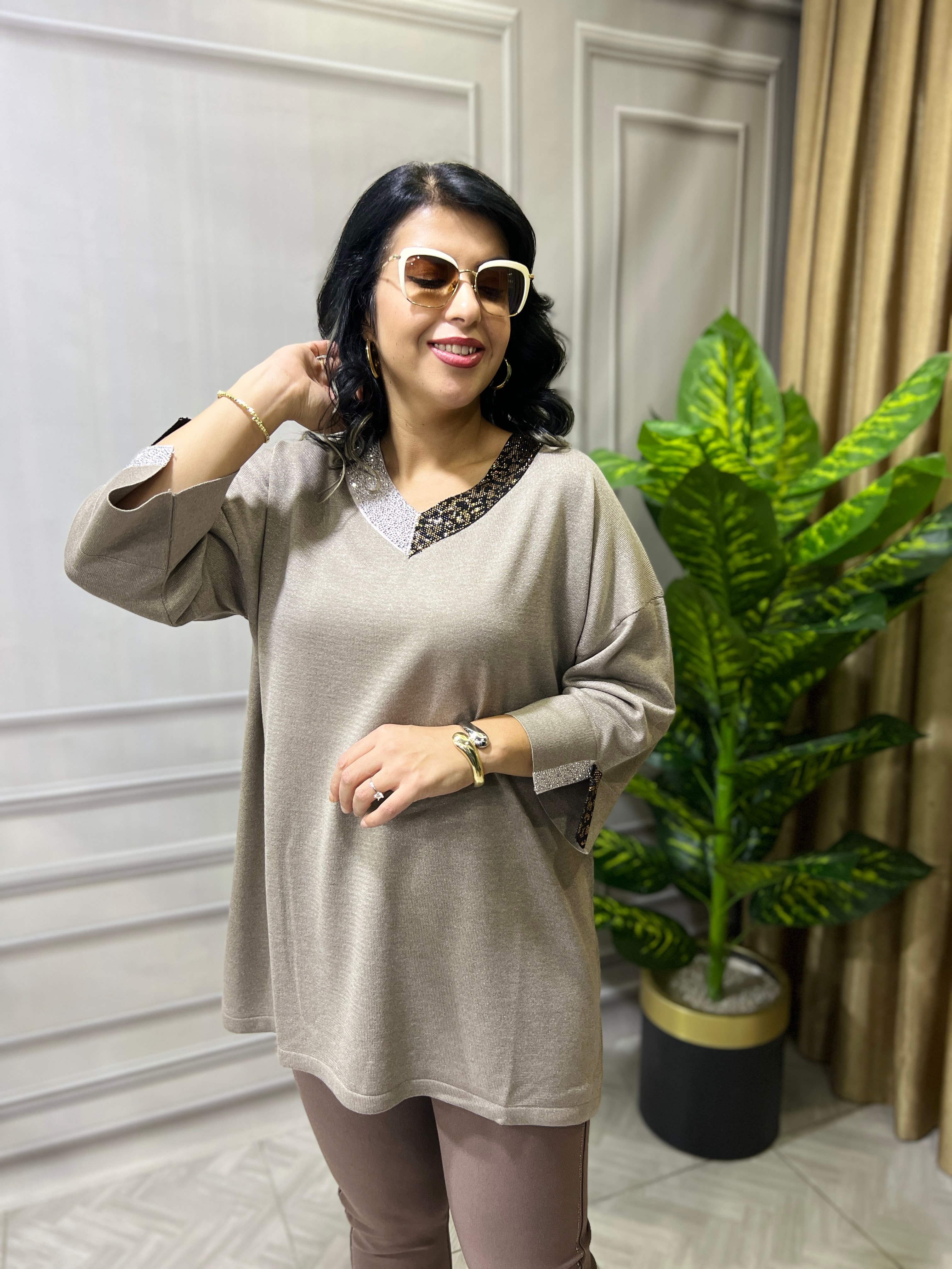 VERONA ELİT TRİKO BLUZ - VİZON