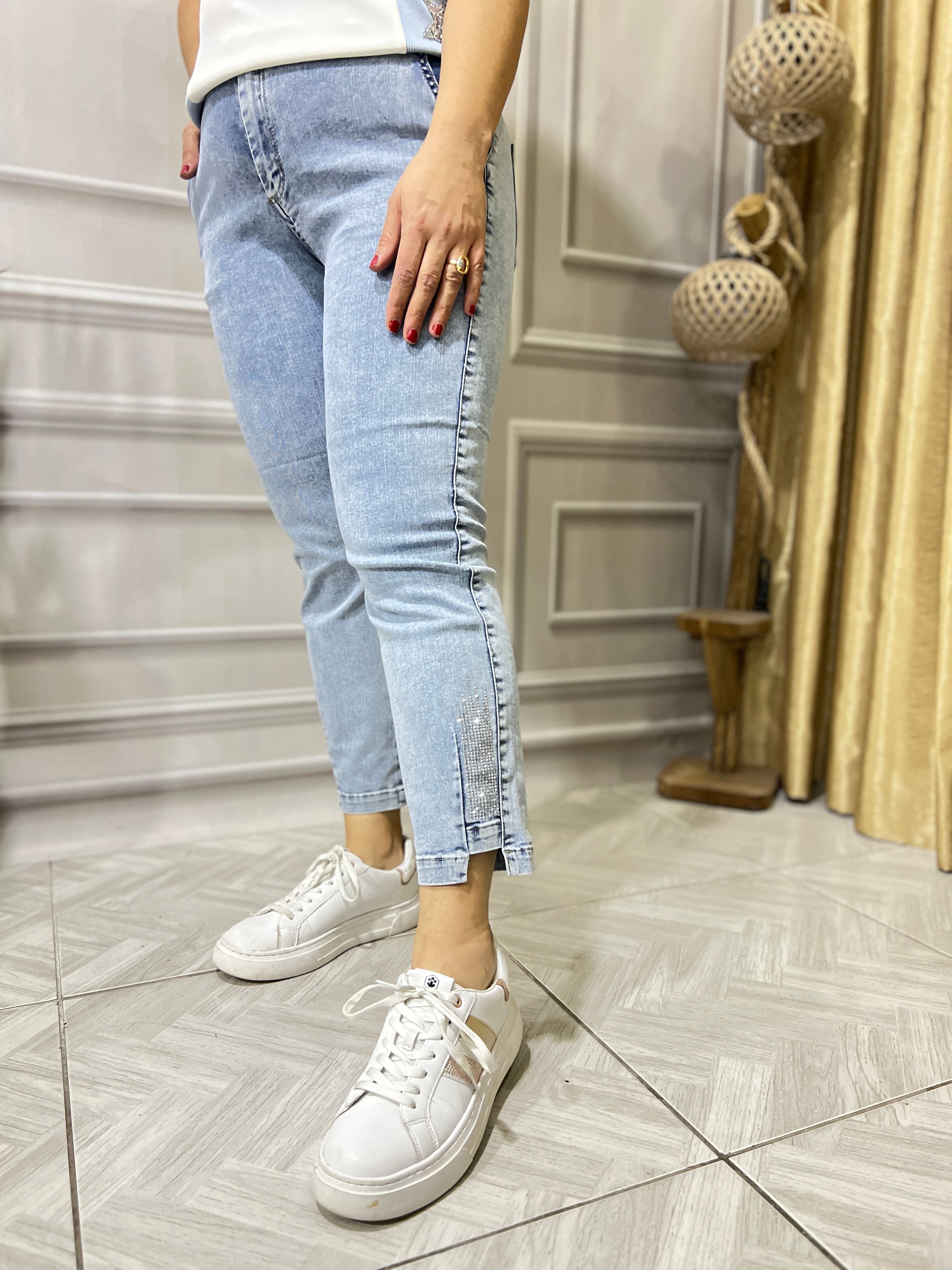 PAÇA TAŞ DETAYLI BÜYÜK BEDEN LUX KALİTE MOM FIT JEAN
