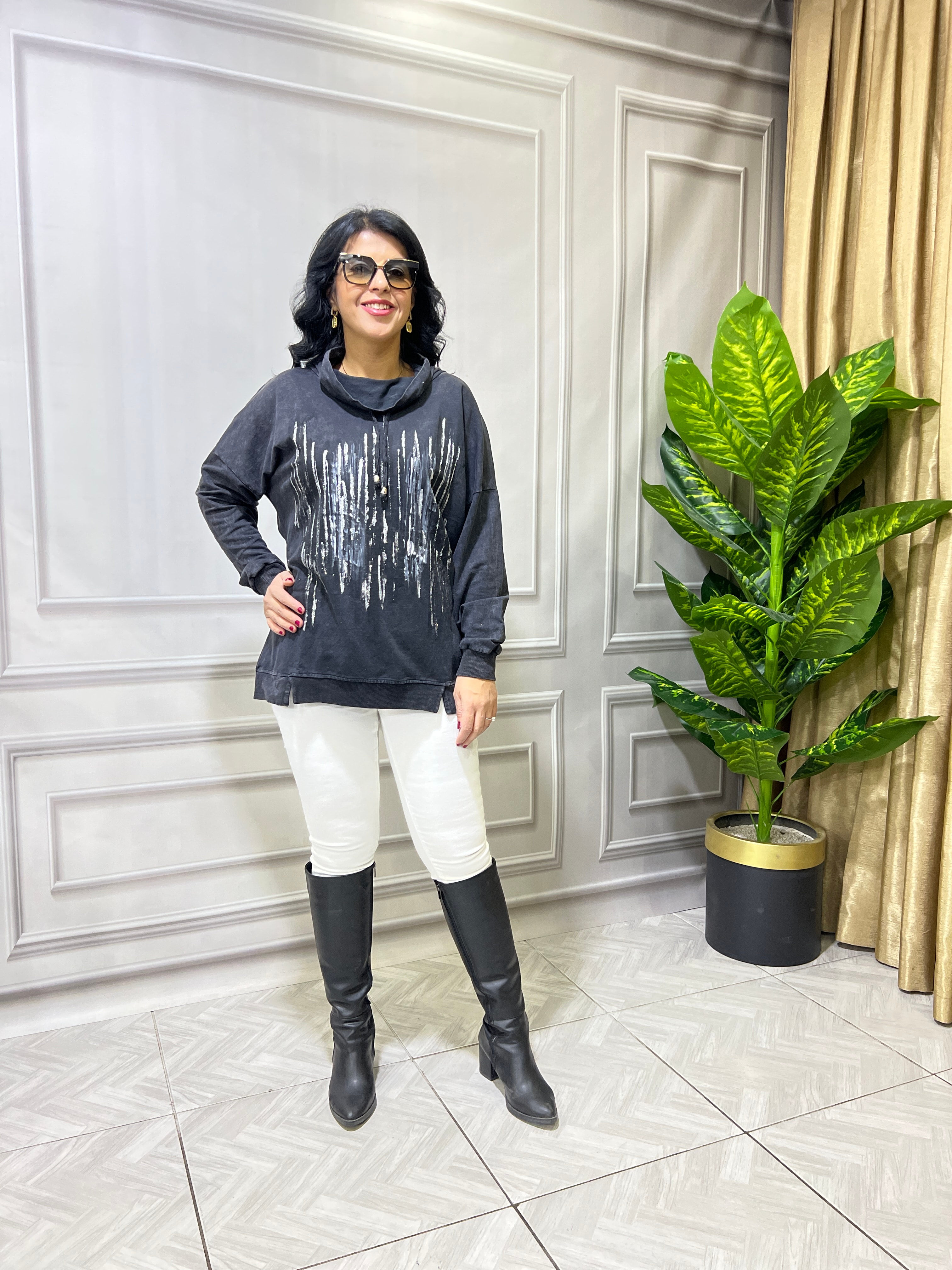 COMFY GLAM SWEATSHIRT - FÜME