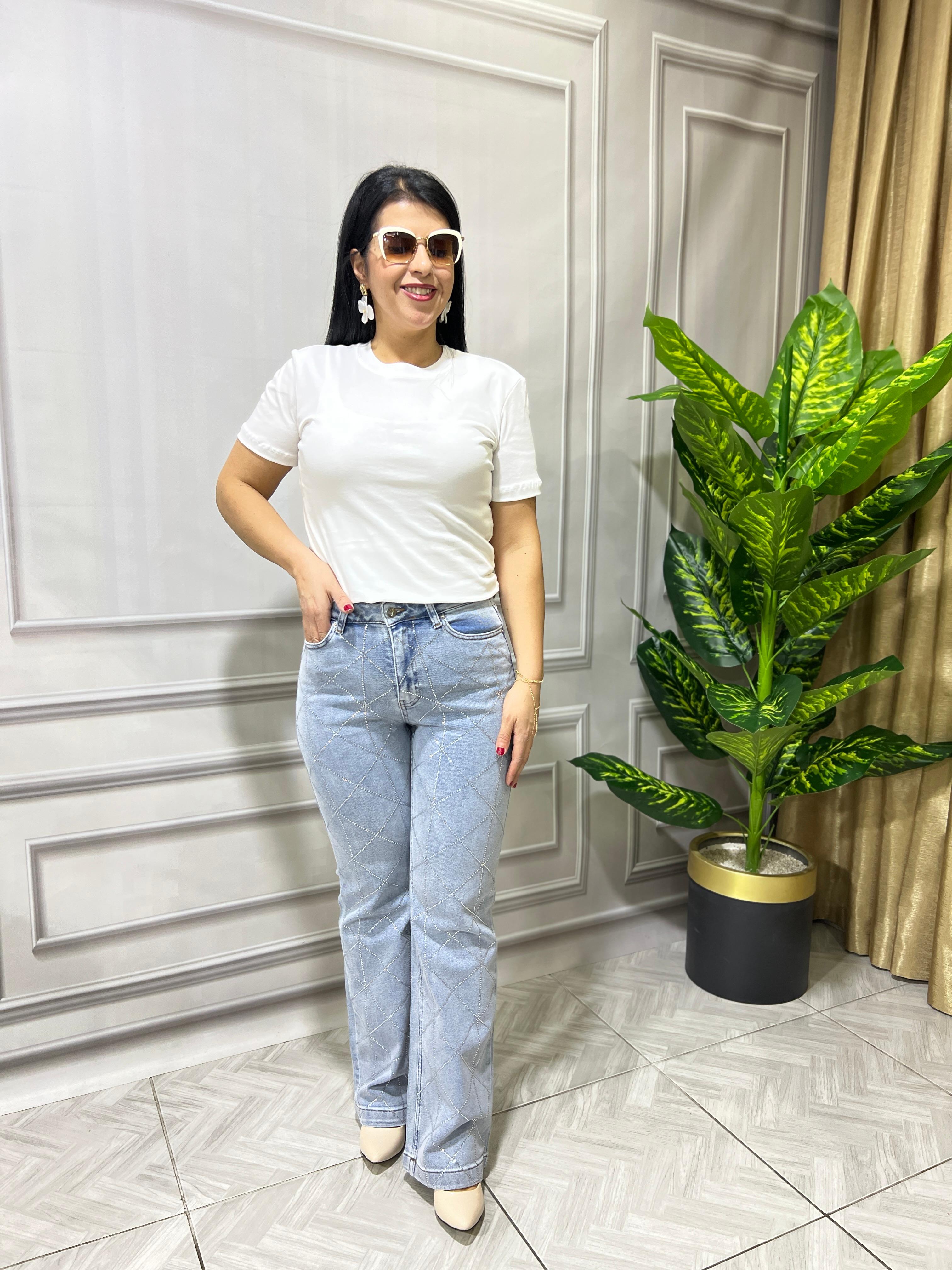 PALAZZO MODEL ASİMETRİK TAŞLI LUX KALİTE JEAN