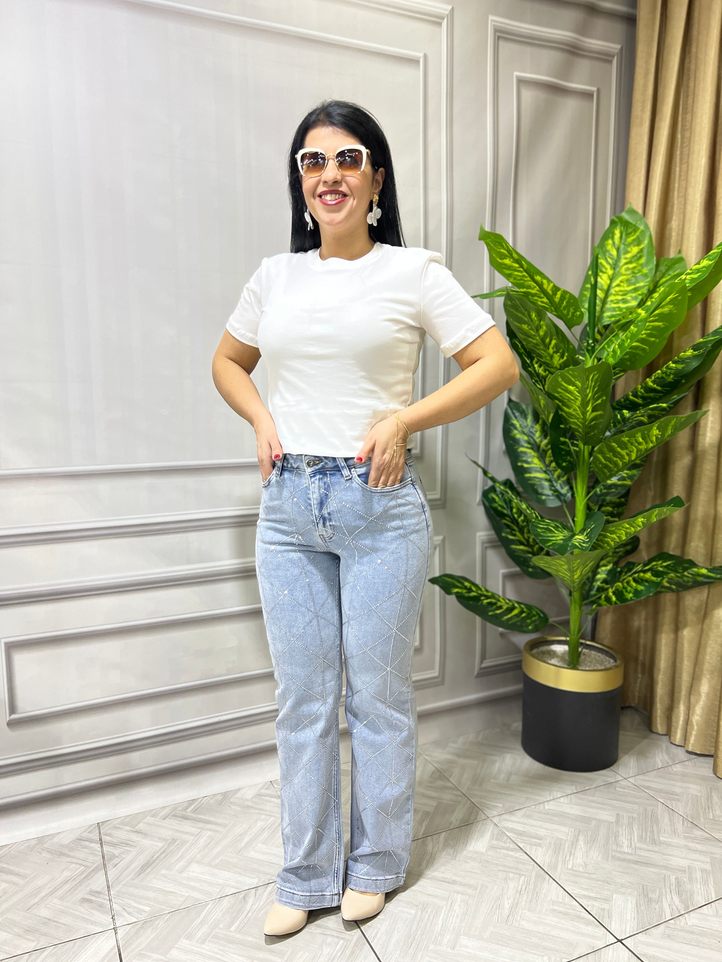 PALAZZO MODEL ASİMETRİK TAŞLI LUX KALİTE JEAN