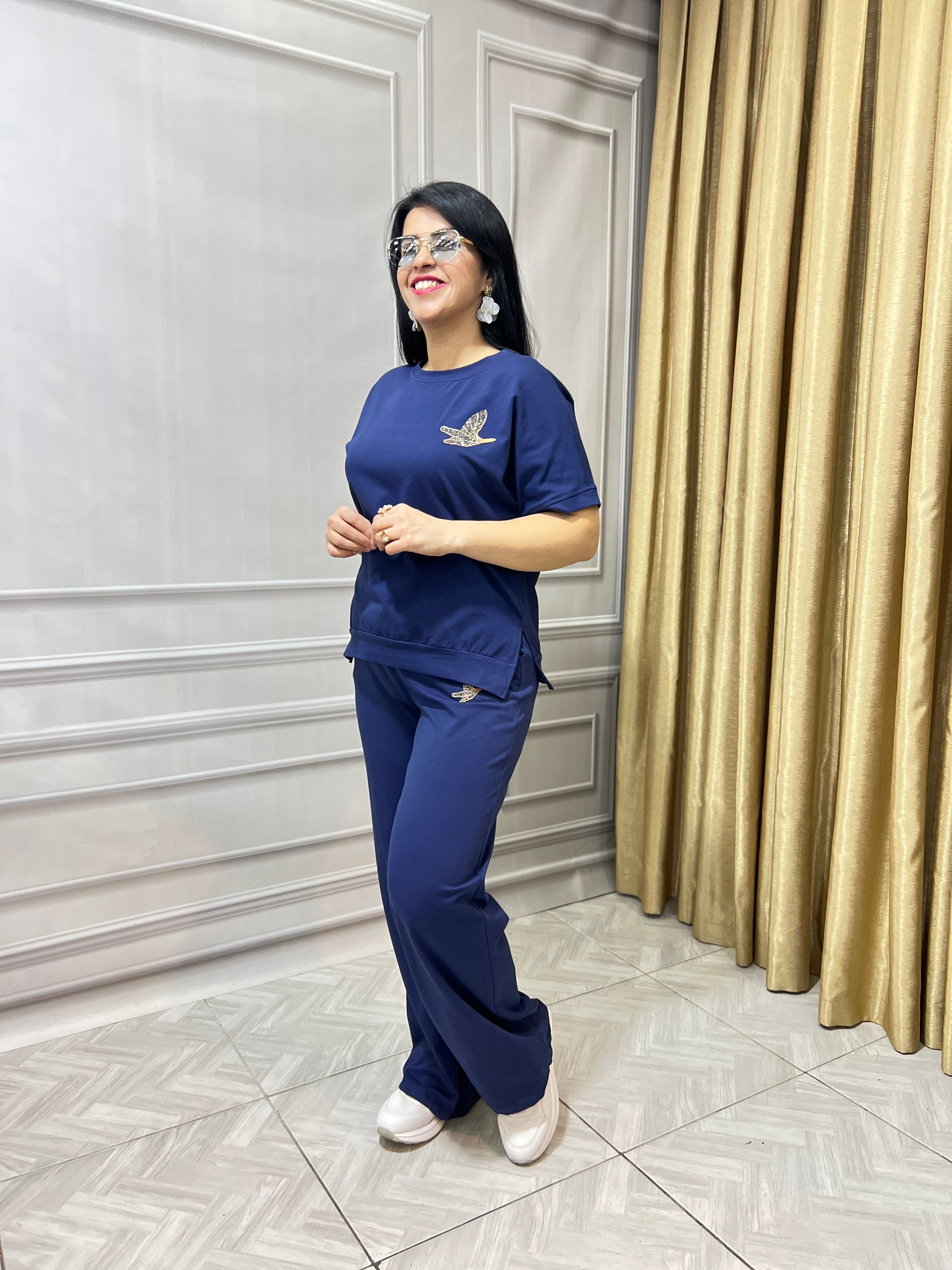 TAŞ İŞLEMELİ MODAL KUMAŞ LUX KALİTE İKİLİ TAKIM