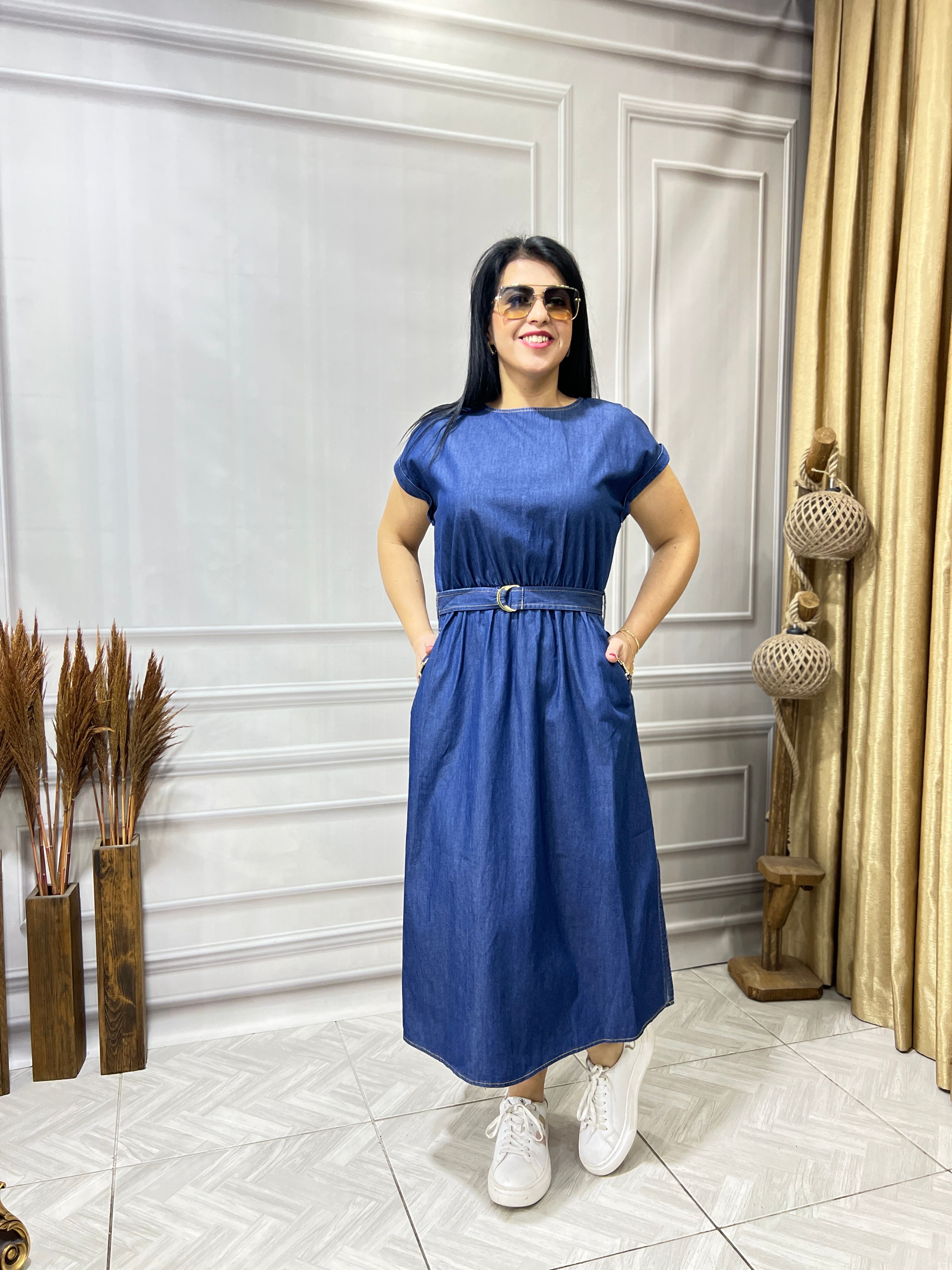 LUX KALİTE TENSEL KOT KUMAŞ ELBİSE