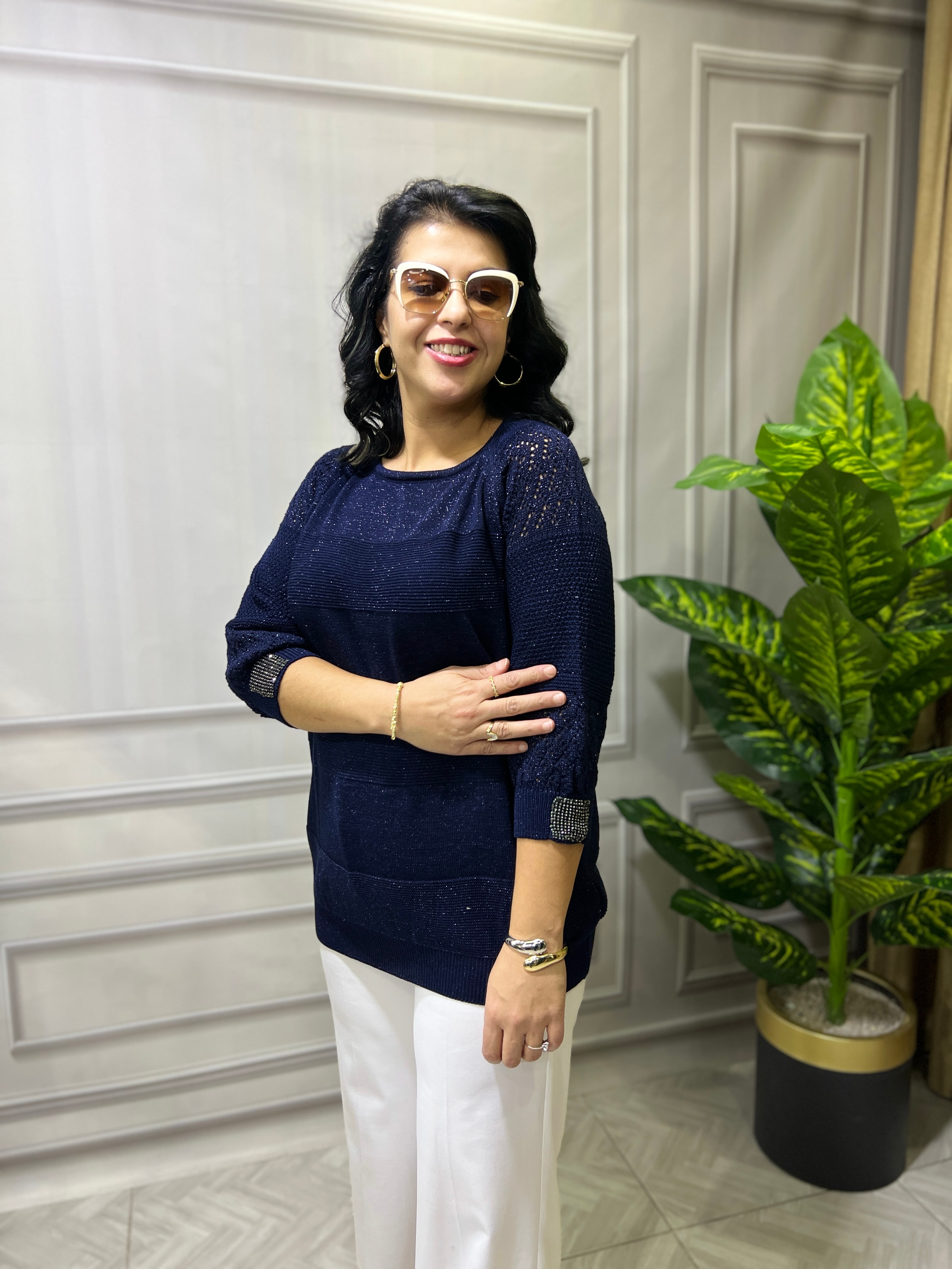 LUNA TRİKO BLUZ - LACİVERT