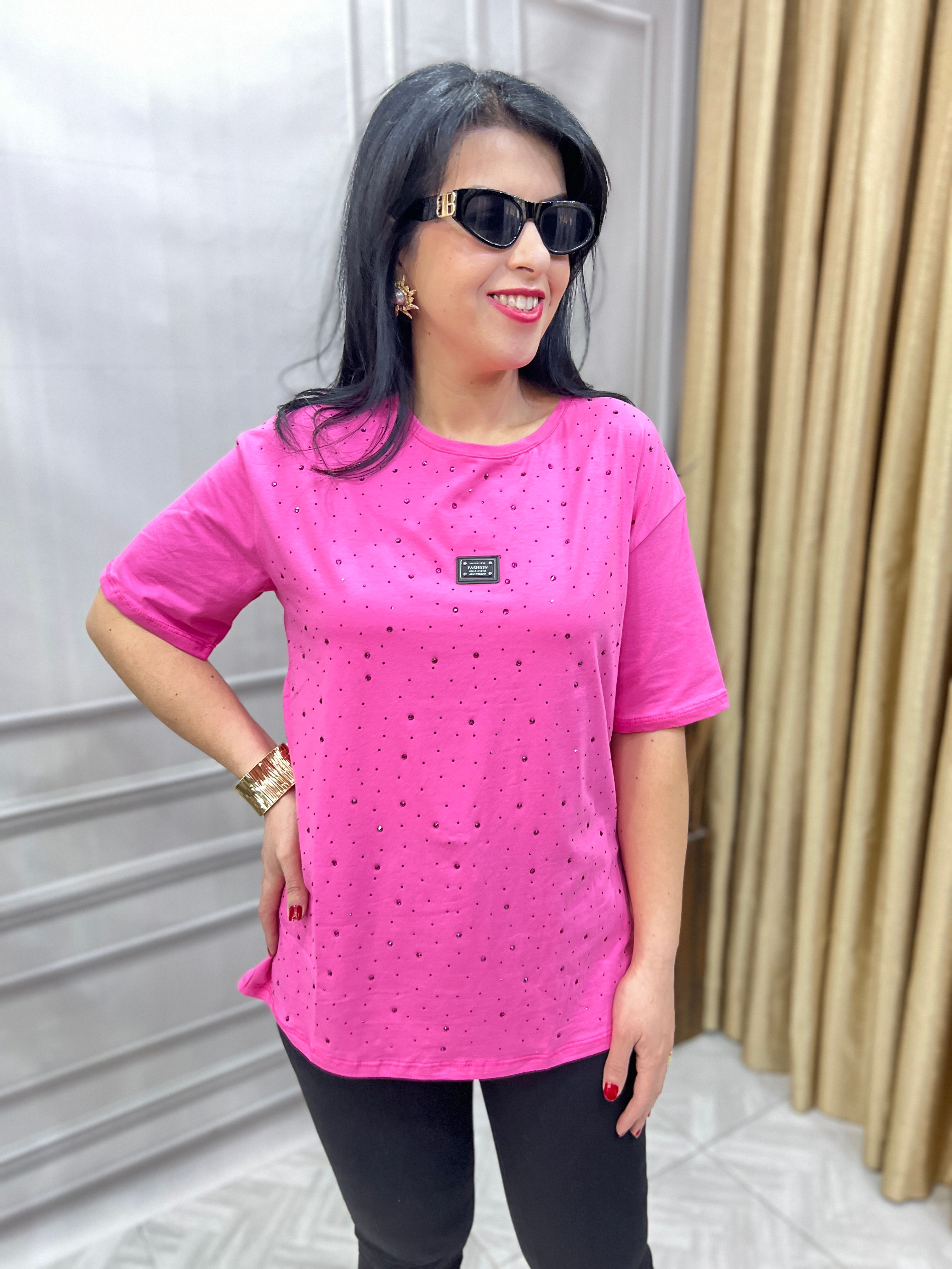 MODAL KUMAŞ LUX KALİTE SERPME TAŞ BASKLI TASARIM BLUZ TSHIRT