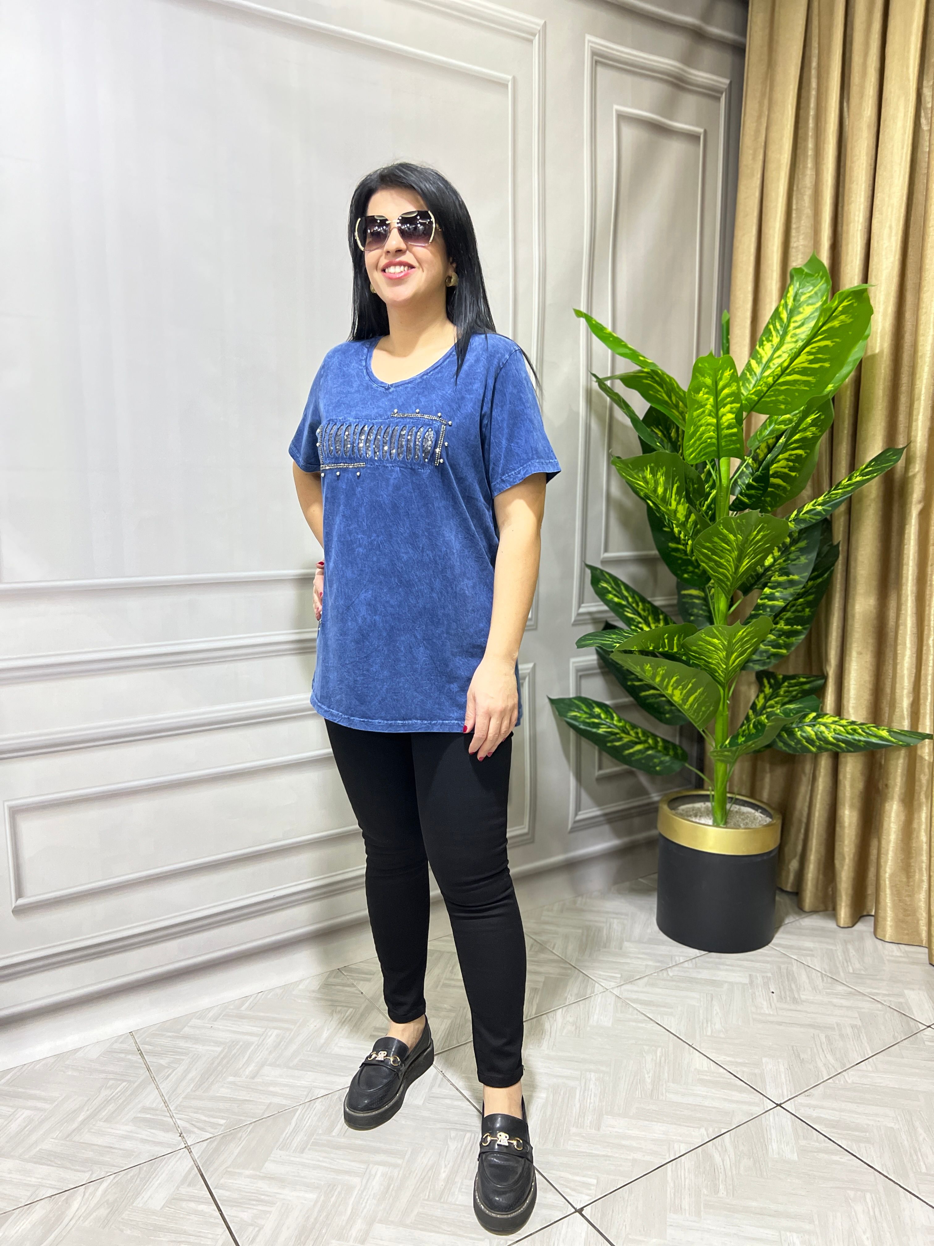 YIKAMALI KUMAŞ PULPAYET İŞLEMELİ LUX KALİTE T-SHIRT